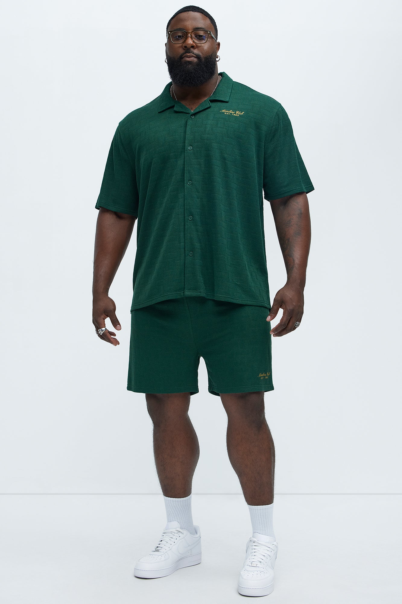 Vintage Short Sleeve Button Up Shirt - Hunter Green
