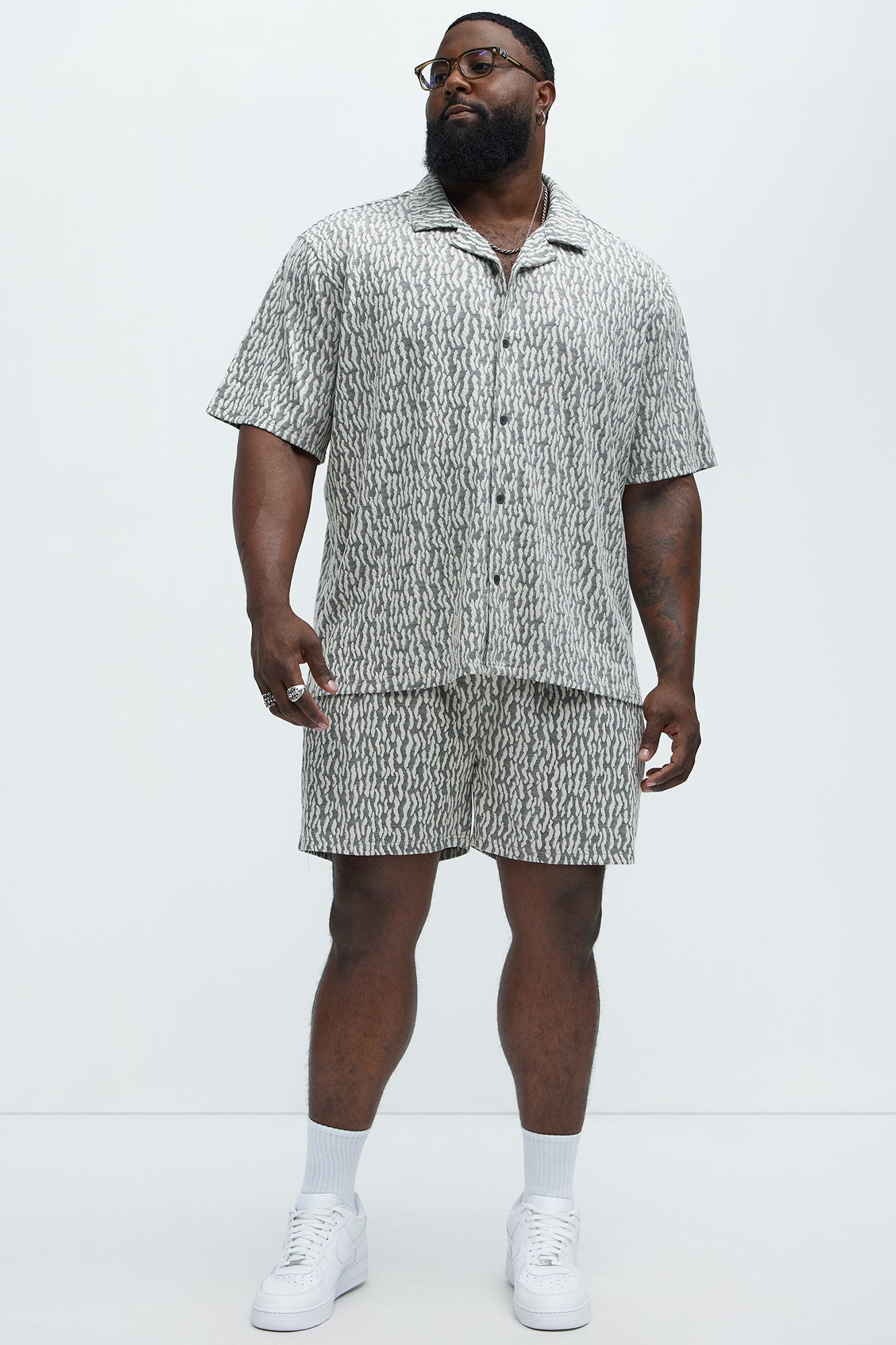 Havana Jacquard Relaxed Shorts - Grey