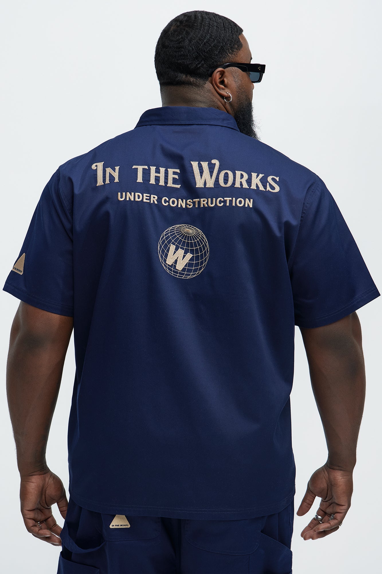 In The Works Short Sleeve Button Up Shirt - Navy