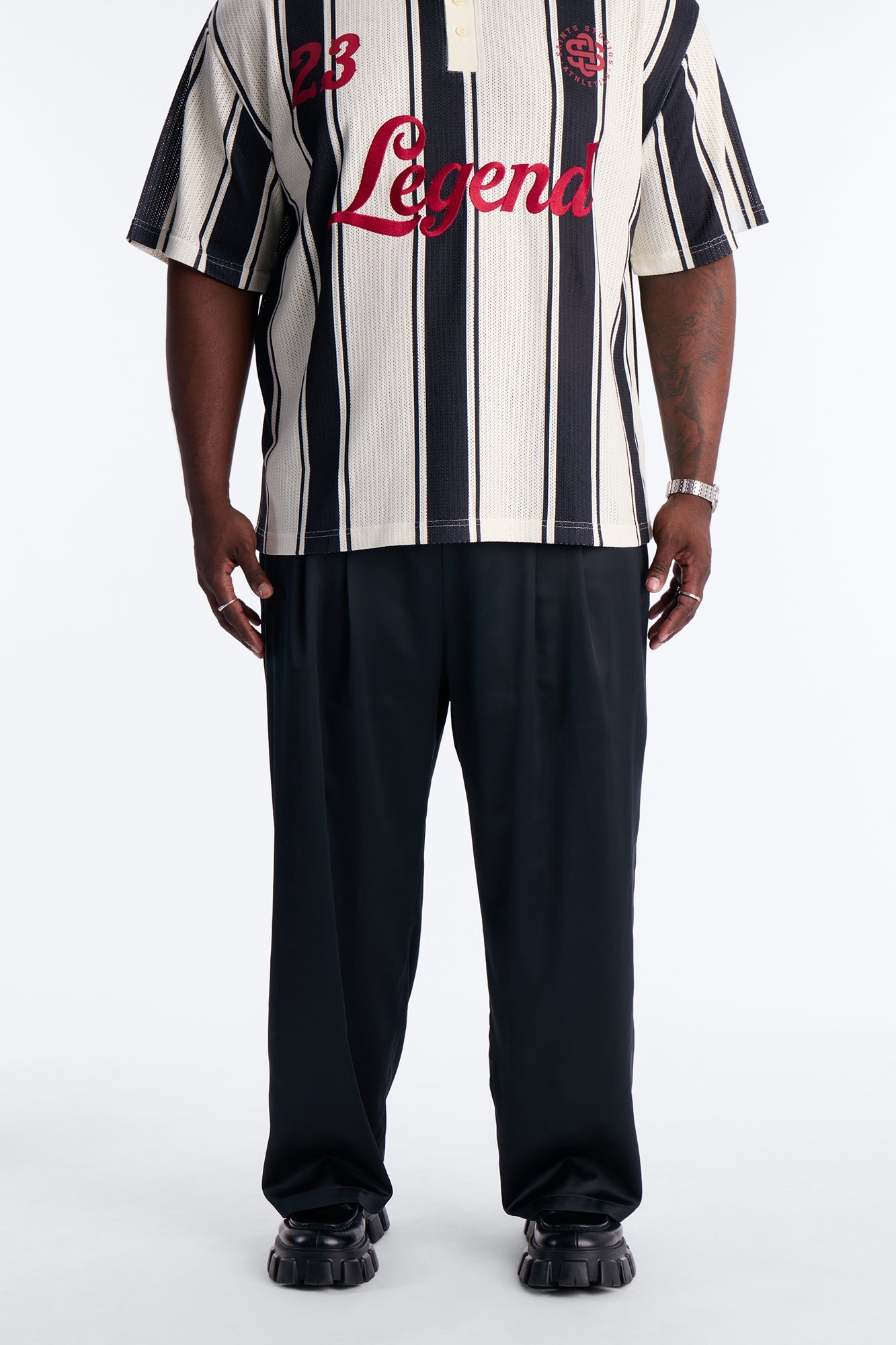 Relaxed Liquid Shadow Pleated Trouser - Black