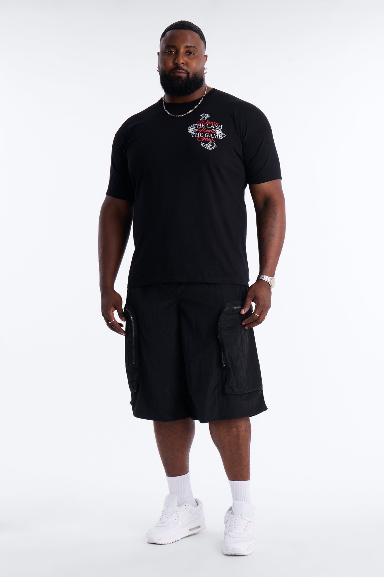 Money Talks Puff Print Short Sleeve Tee - Black