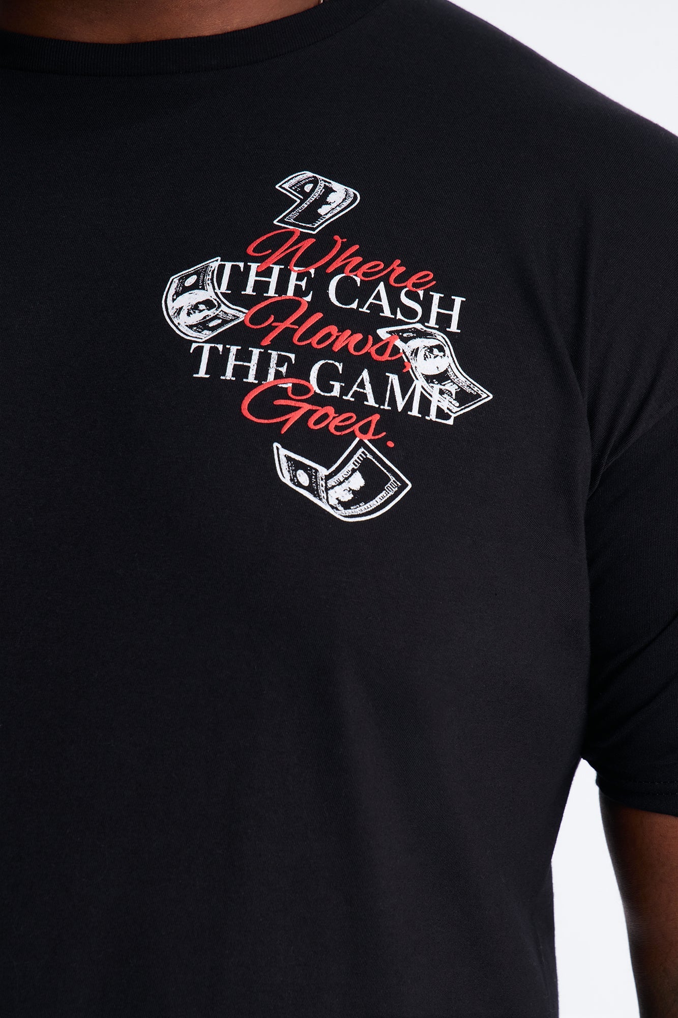 Money Talks Puff Print Short Sleeve Tee - Black