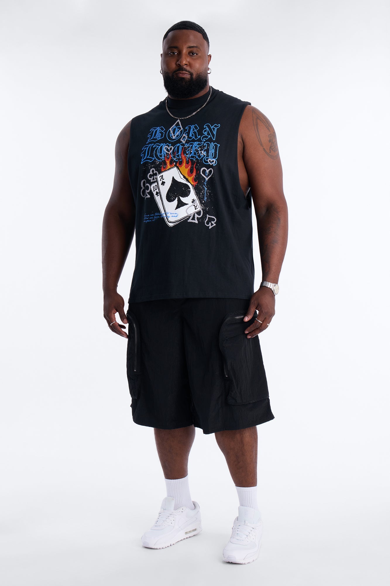 Born Lucky Muscle Tee - Black