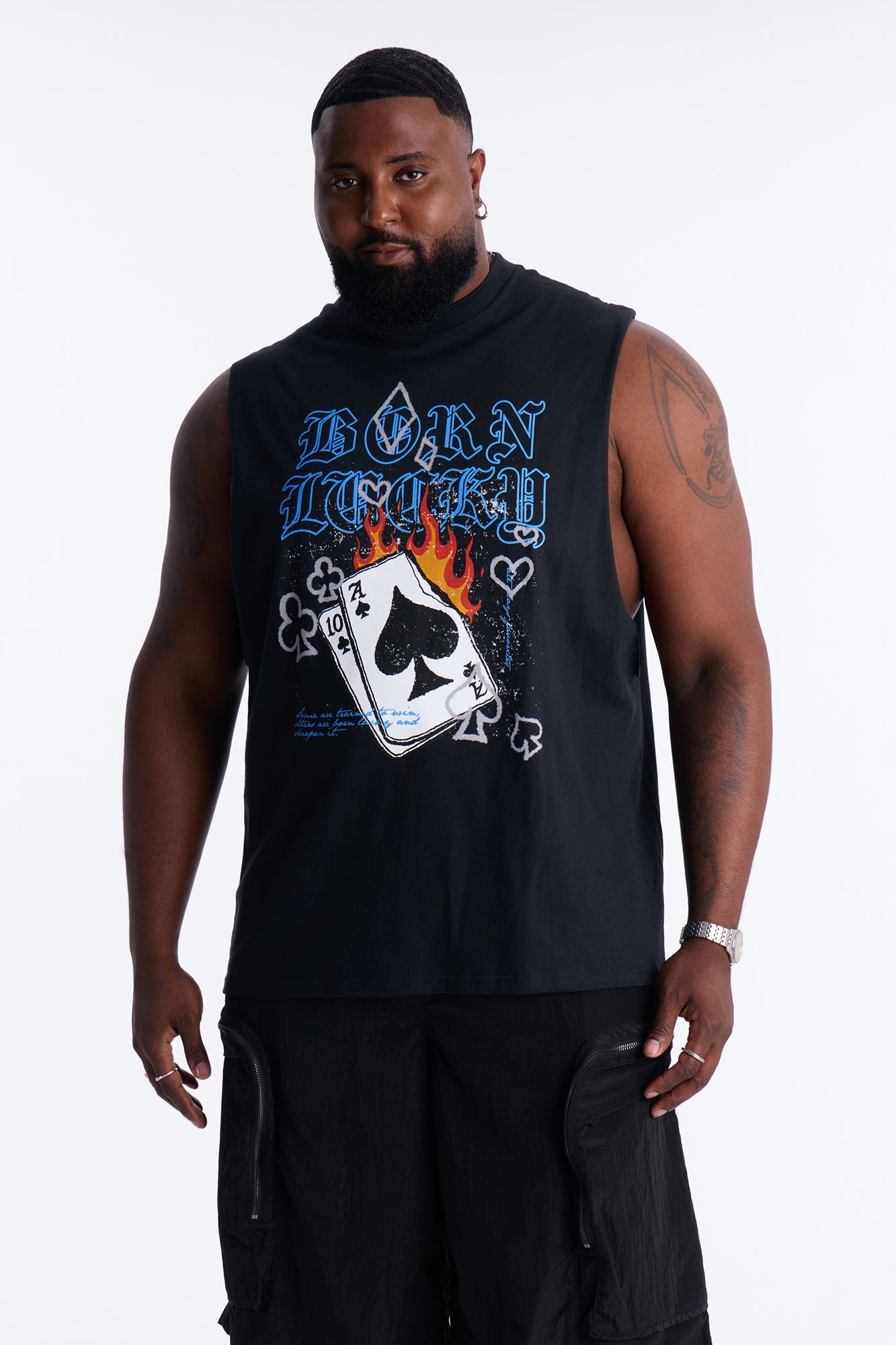 Born Lucky Muscle Tee - Black