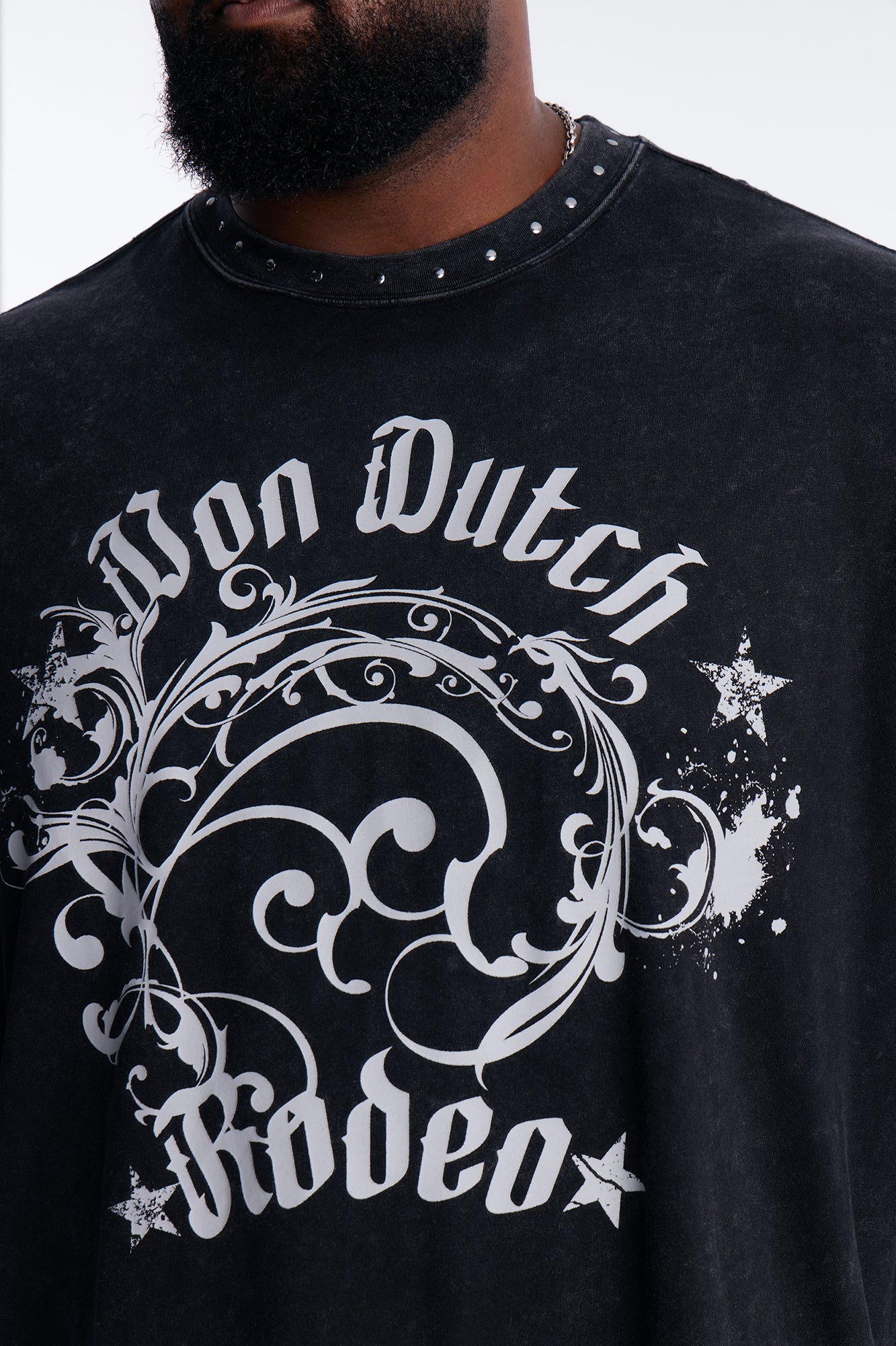 Von Dutch Boxy Rodeo Stud Short Sleeve Tee - Black