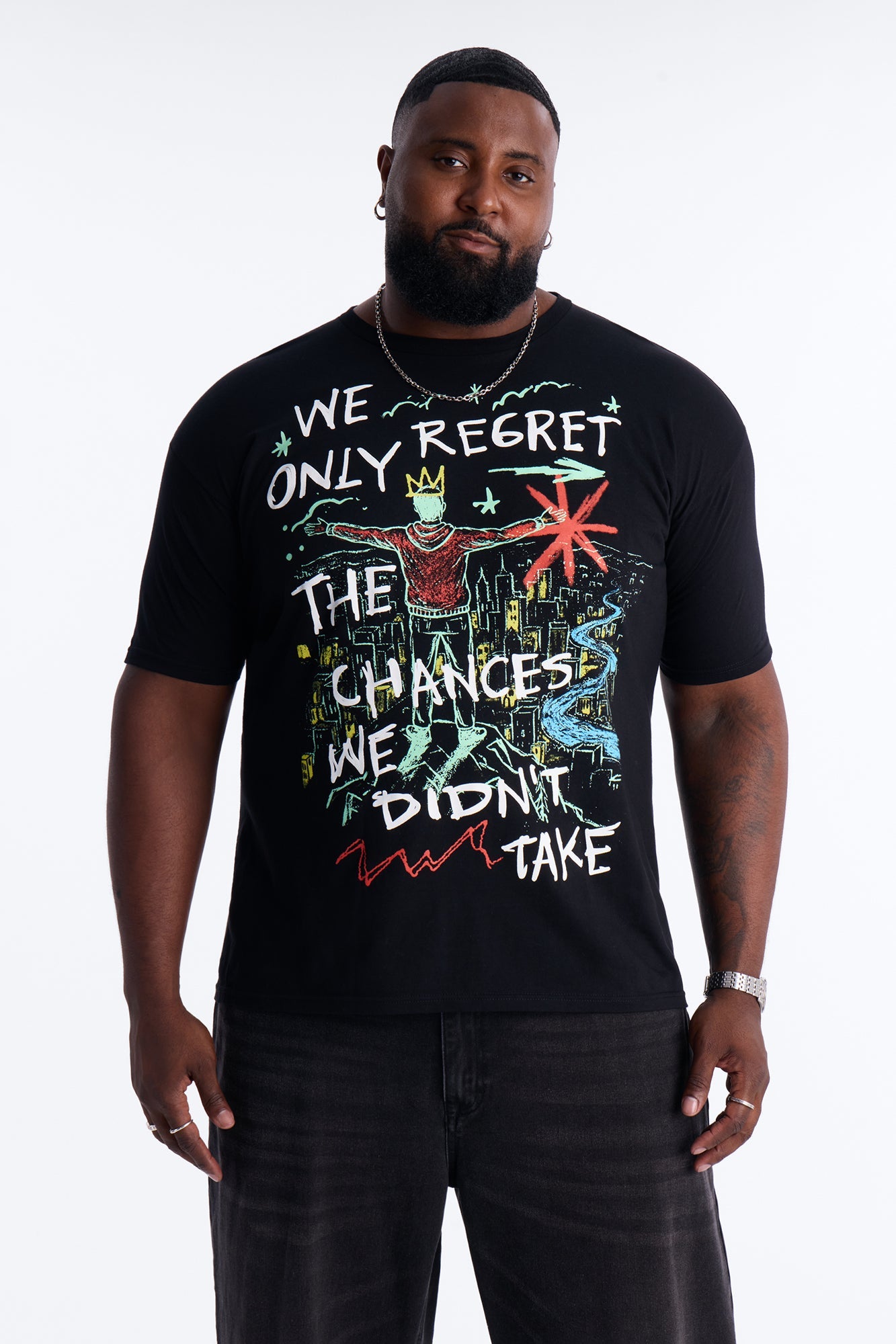 Fortunate Favors The Bold Puff Print Short Sleeve Tee - Black