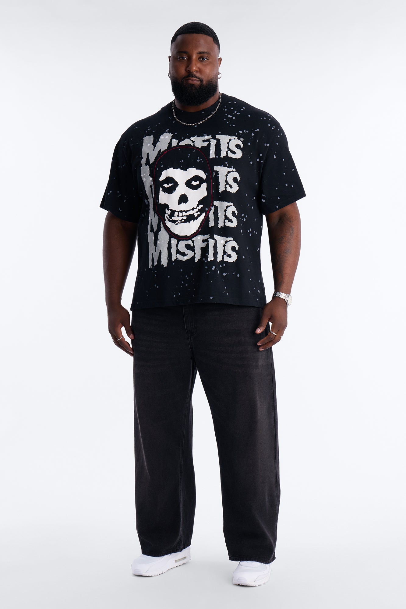 Misfits Rebel Applique Detail Graphic Short Sleeve Tee - Black