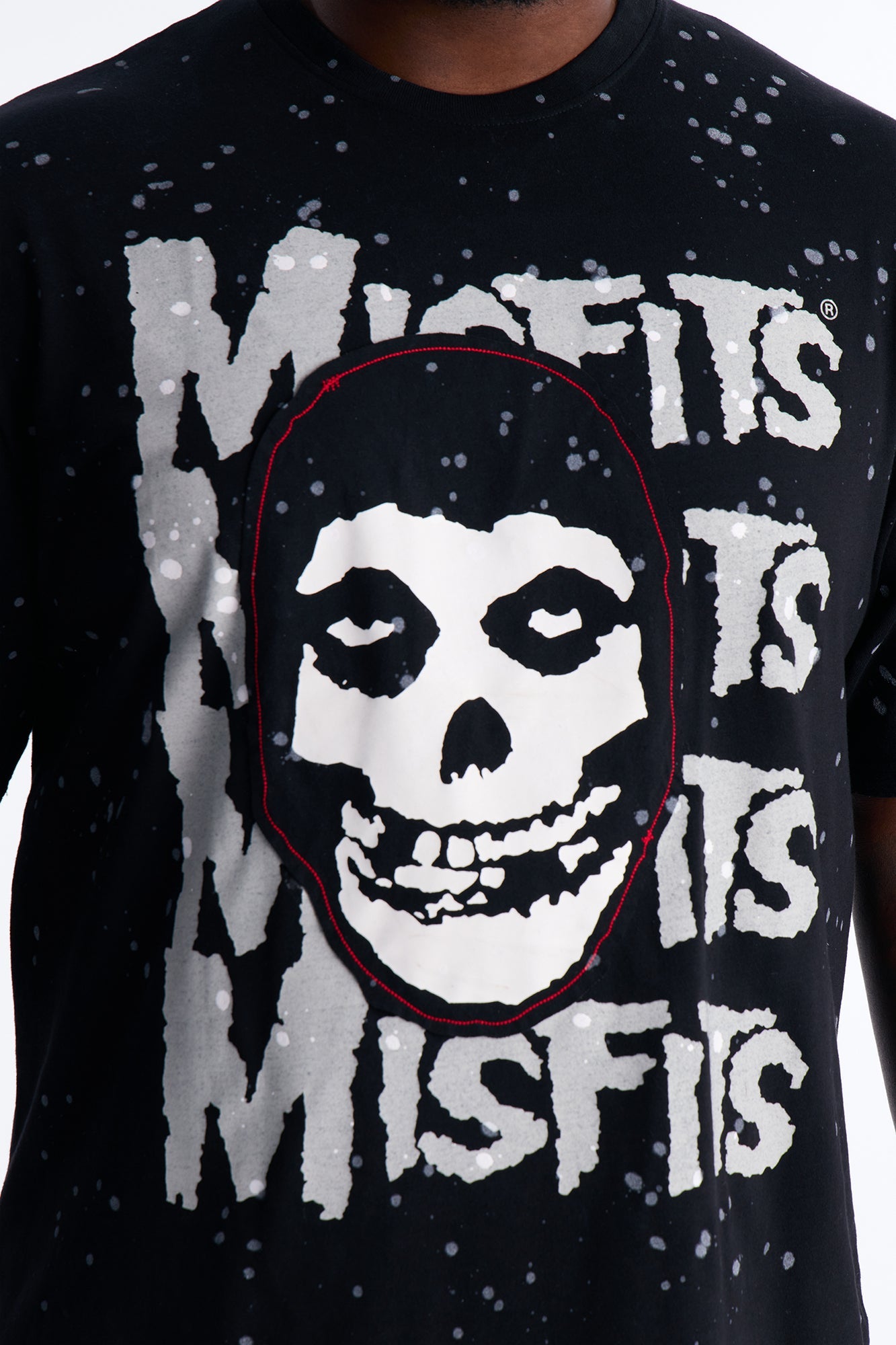Misfits Rebel Applique Detail Graphic Short Sleeve Tee - Black