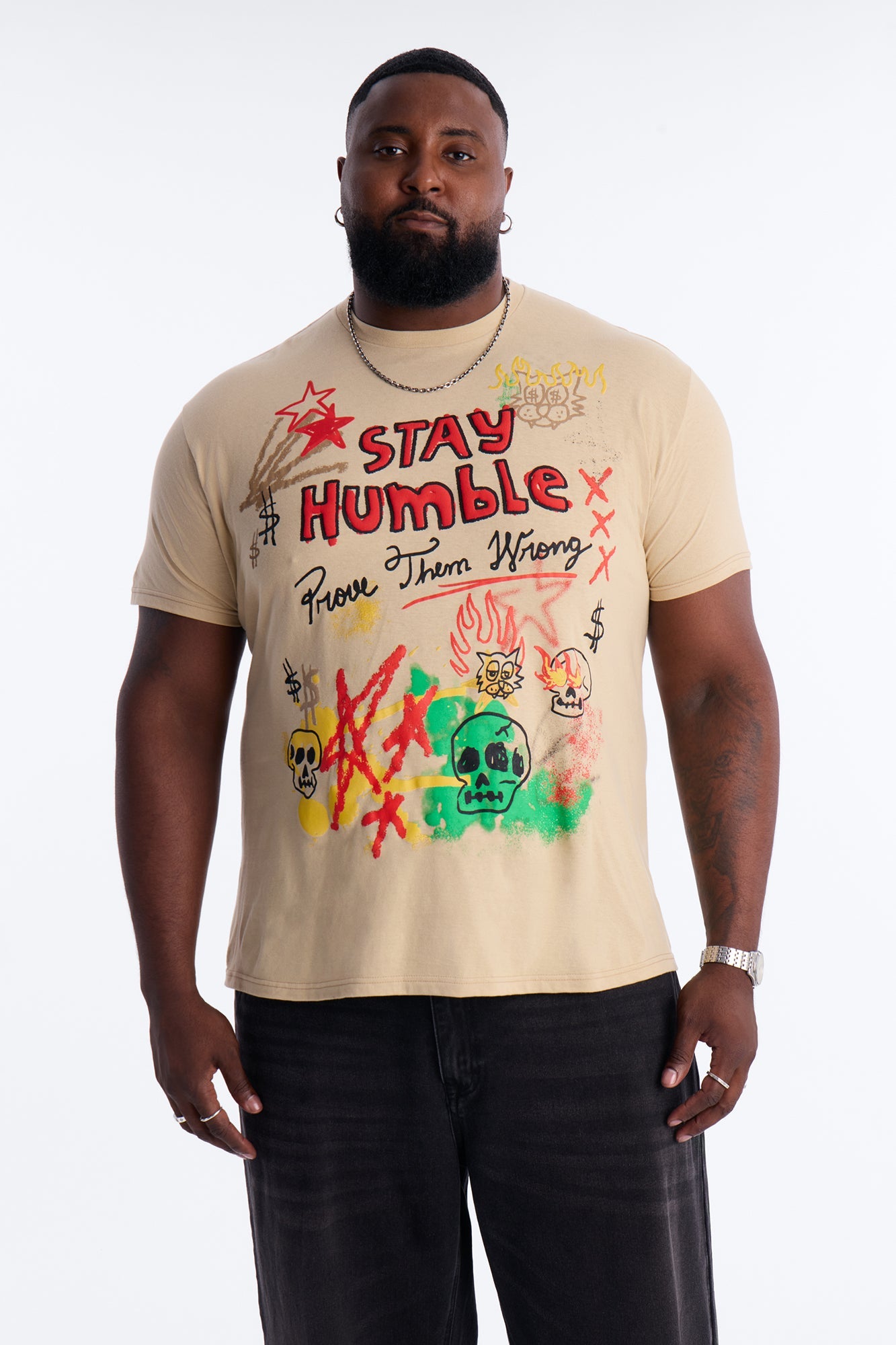Prove Them Wrong Puff Print Short Sleeve Tee - Taupe