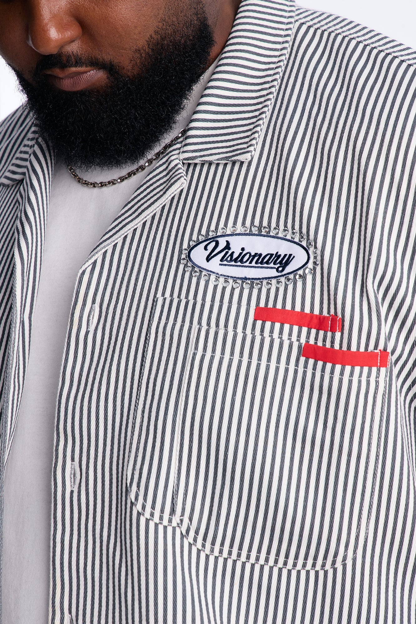 Cropped Pit Crew Mechanic Shirt - Black