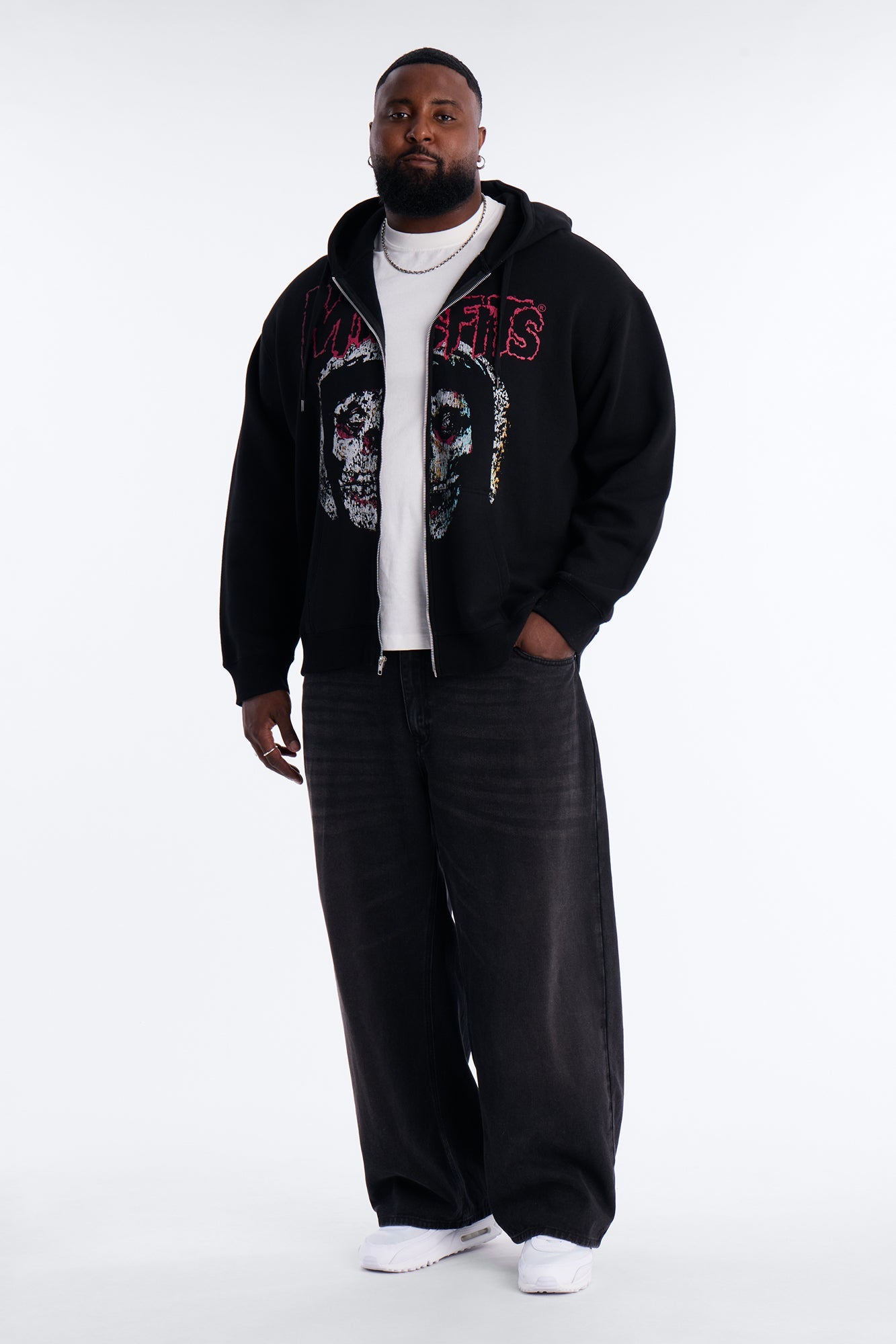 MIsfits Vintage Zip Hoodie - Black Wash