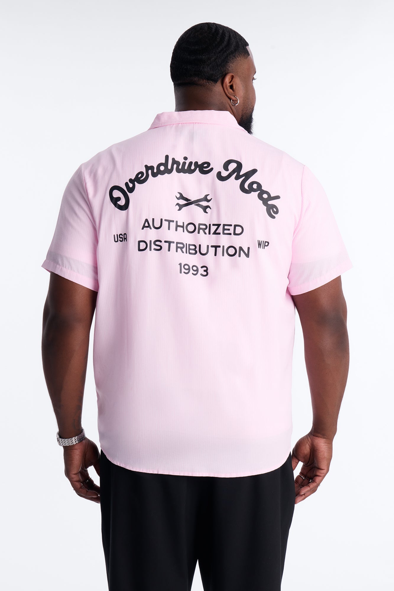 Cropped Overdrive Mode Striped Button Up Shirt - Pink