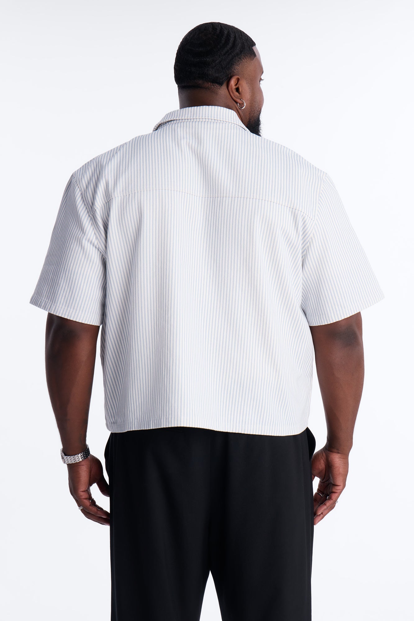 Cropped Tune Up Mechanic Shirt - Blue