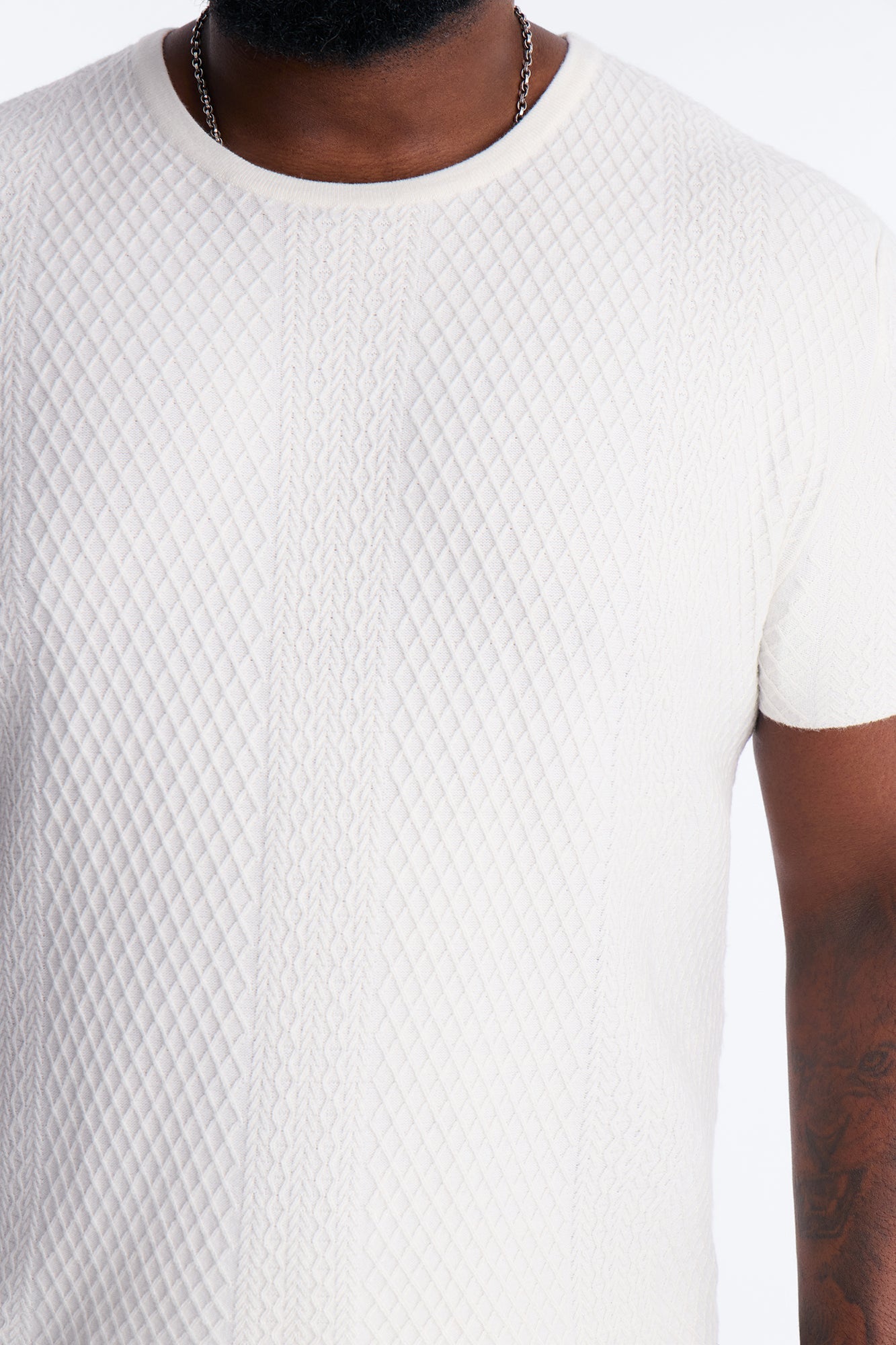 Relaxed Knitted Crewneck Tee - Cream