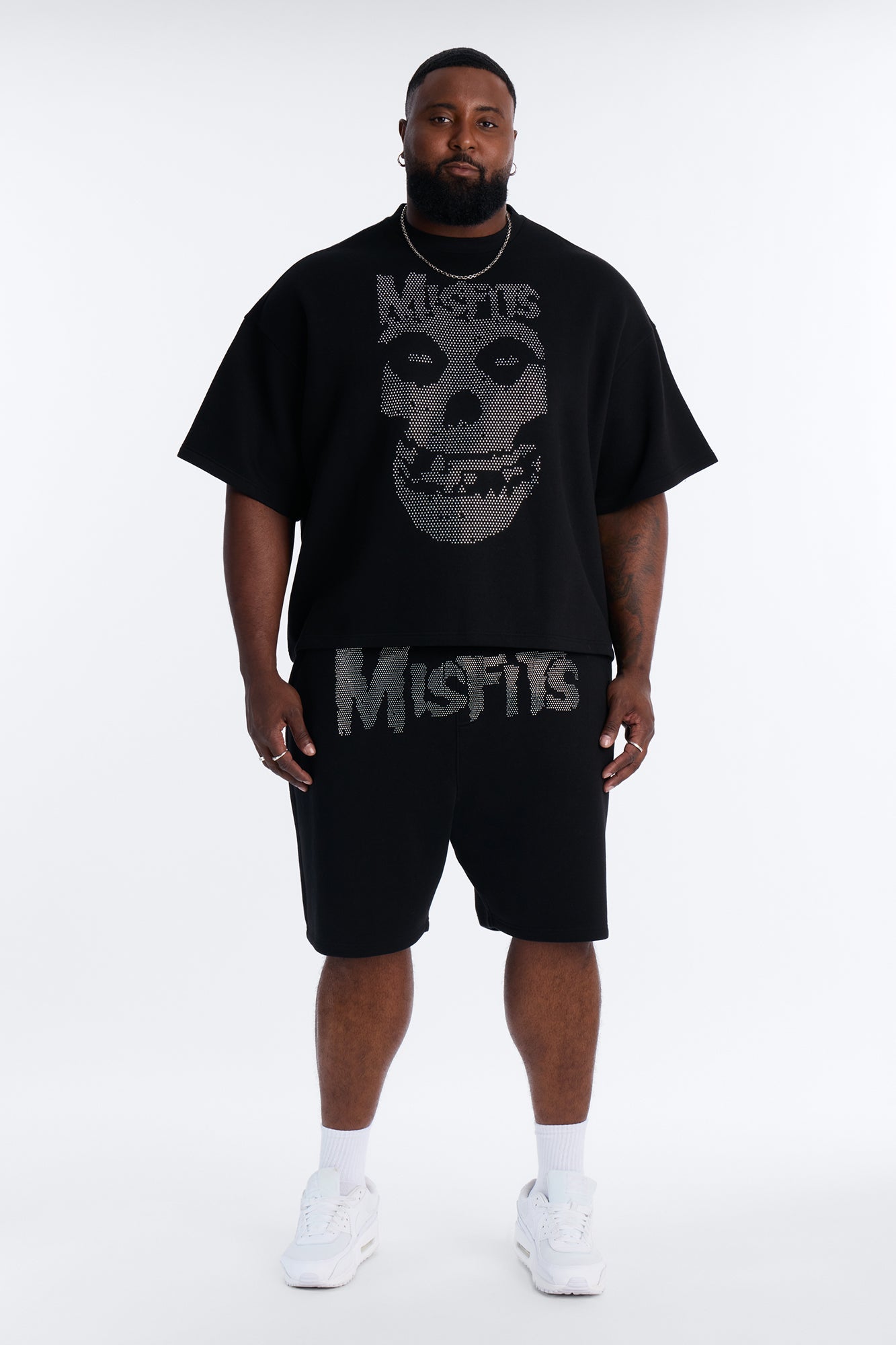 MIsfits Rhinestone Relaxed Sweatshorts - Black