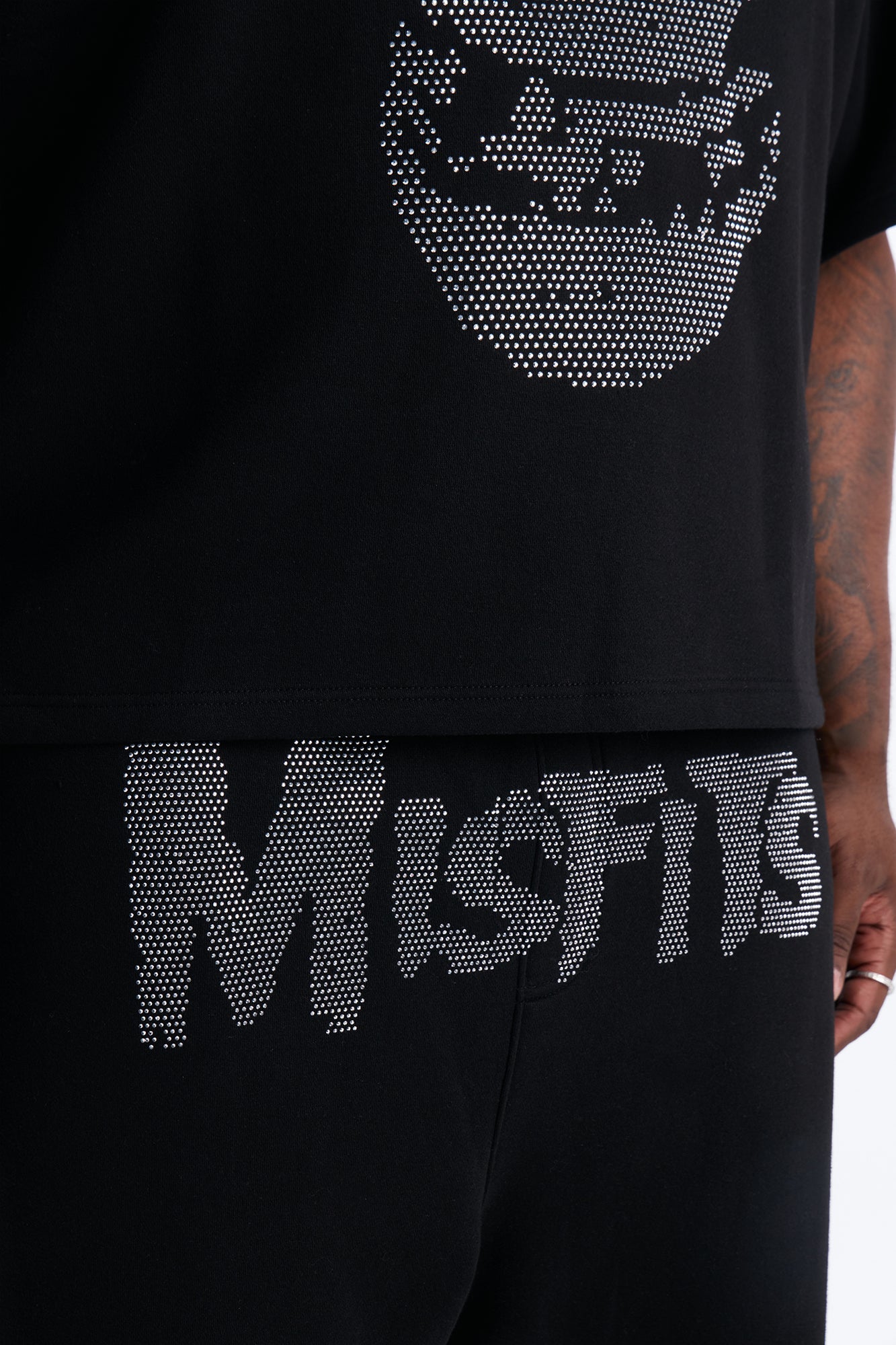 MIsfits Rhinestone Relaxed Sweatshorts - Black