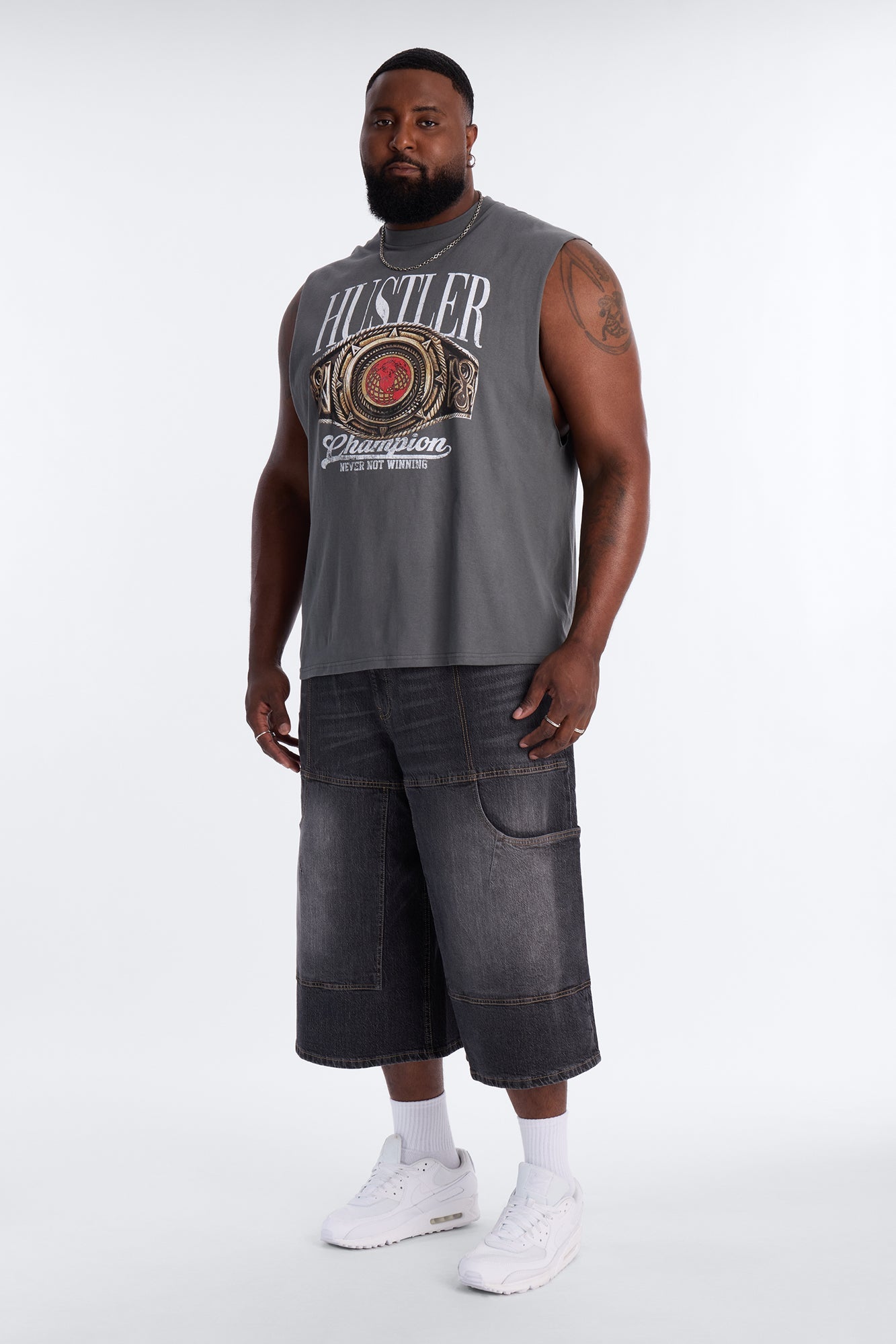 Hustler Never Not Winning Muscle Tee - Charcoal