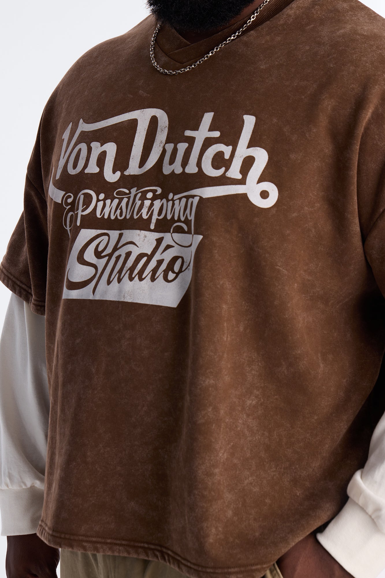 Von Dutch Studio Oversized Fleece Twofer - Brown