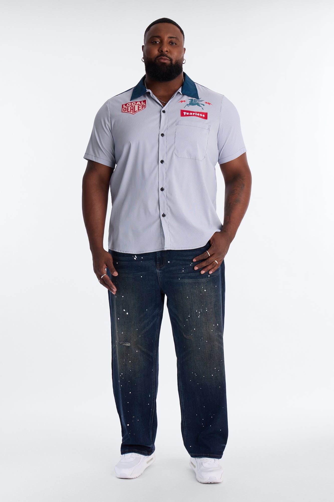 In The Paint Splat Baggy Jeans - Dark Wash