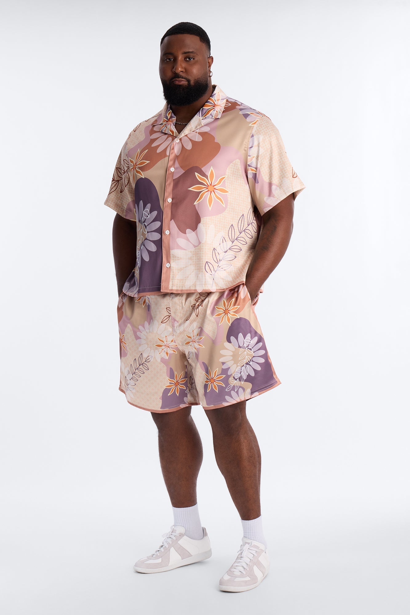 Relaxed Palm Bloom Short - Pink