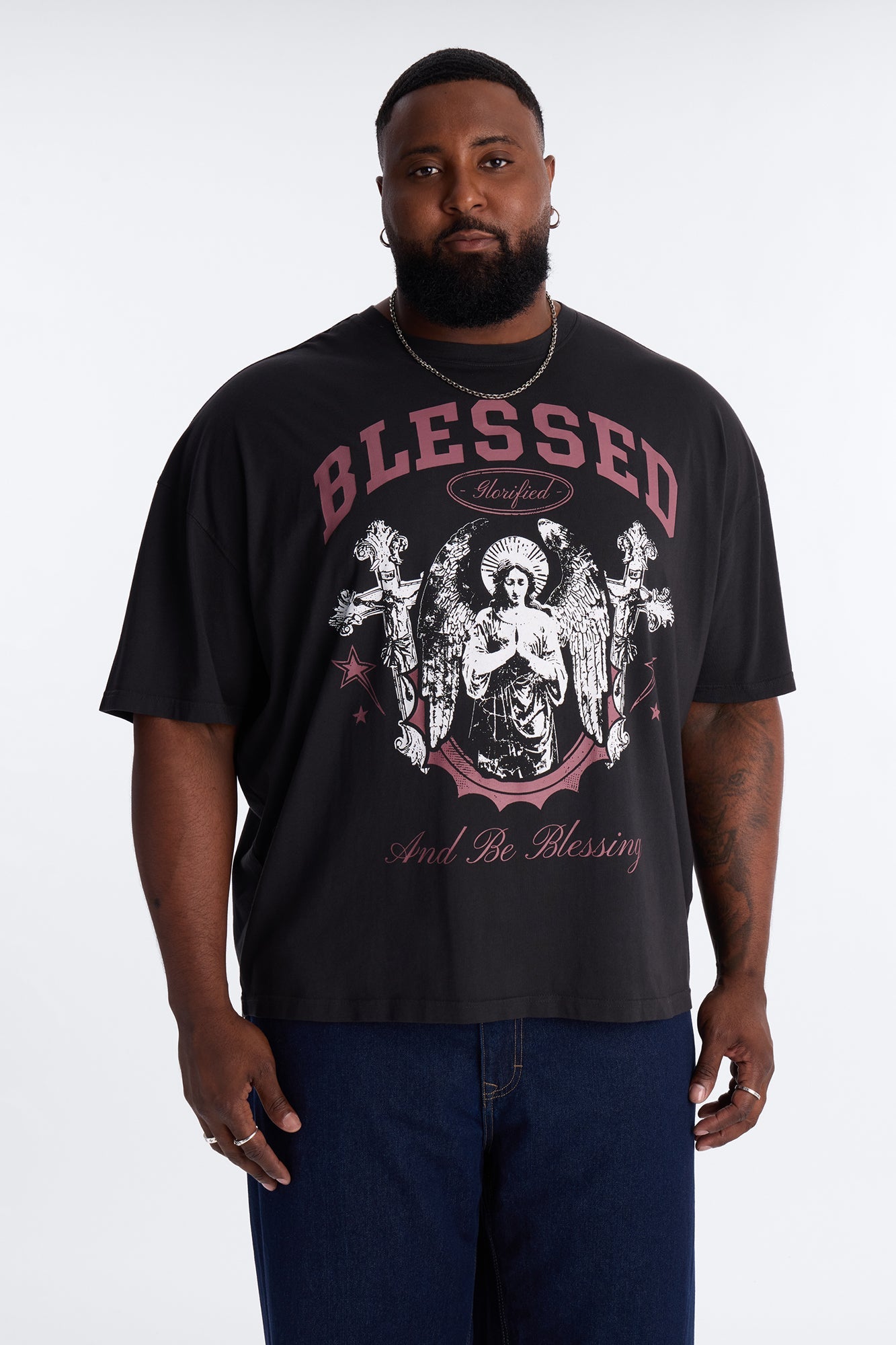 Blessed Glorified Oversized Short Sleeve Tee - Black Wash