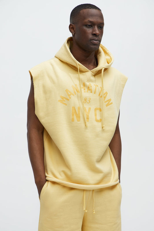 Manhattan Sleeveless Hoodie - Yellow
