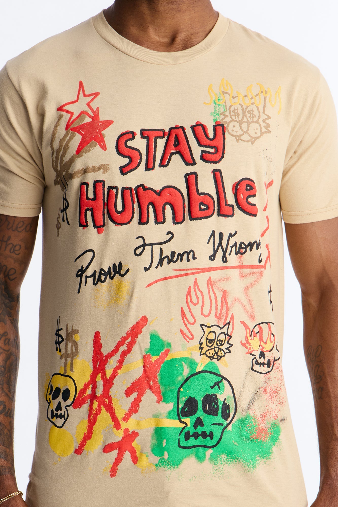 Prove Them Wrong Puff Print Short Sleeve Tee - Taupe