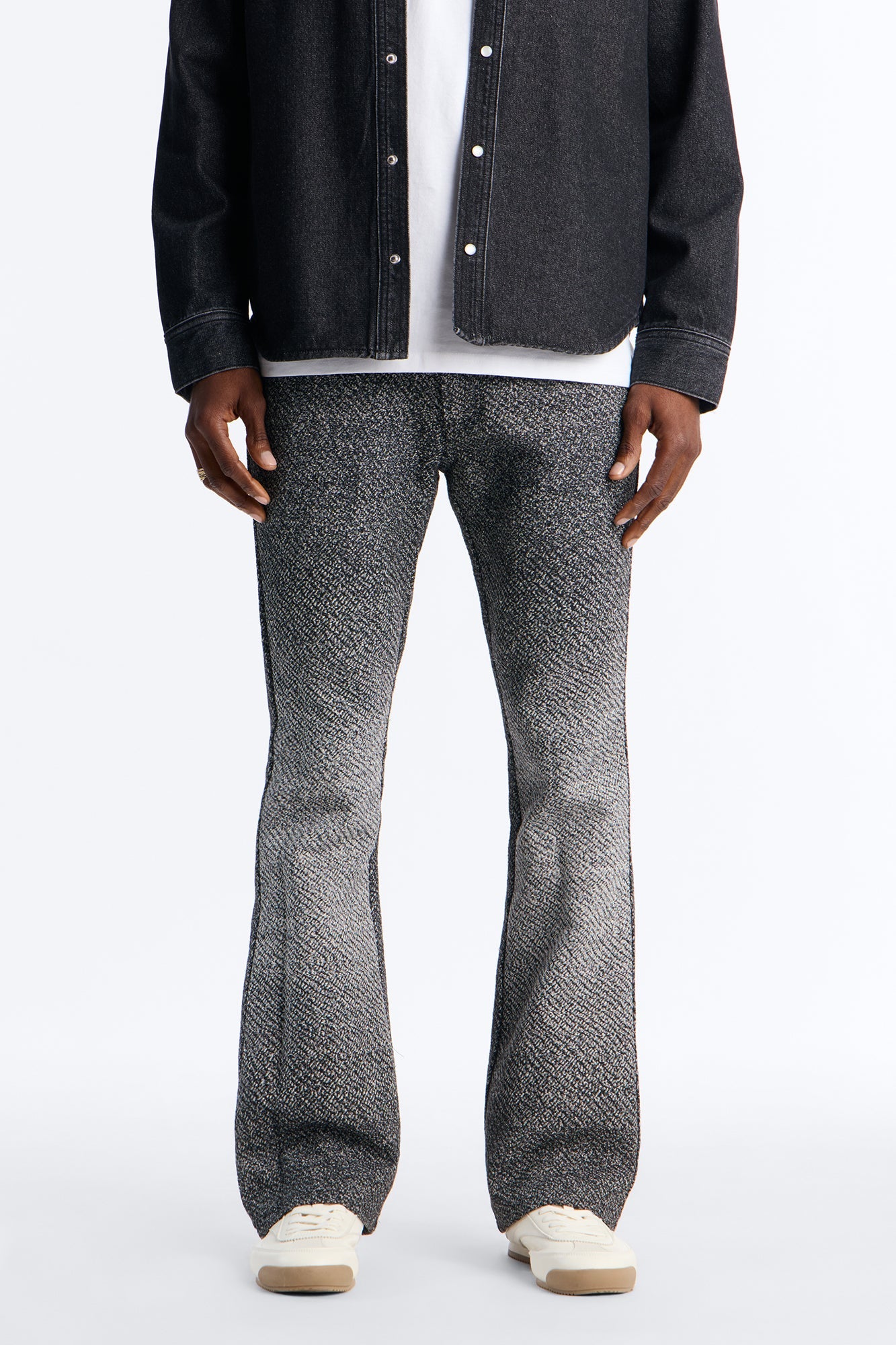 Stacked Slim Flare Tapestry Jean - Grey