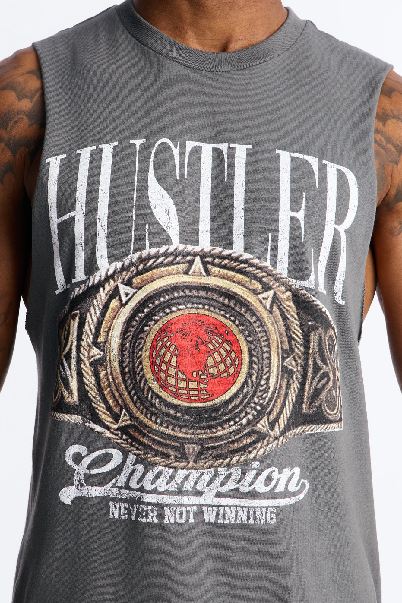 Hustler Never Not Winning Muscle Tee - Charcoal