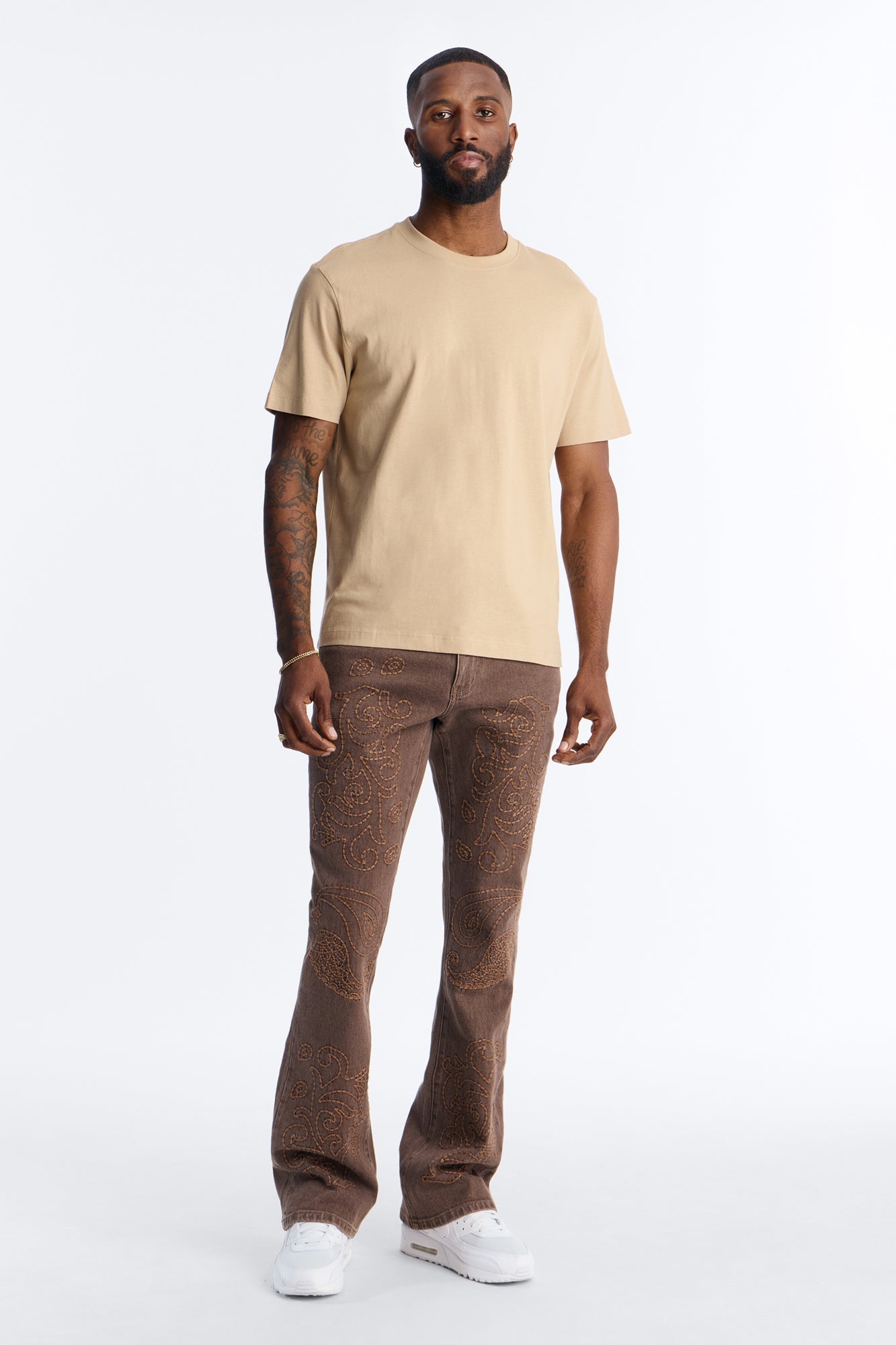 Stacked Skinny Flare Paisley Rodeo Jean - Brown