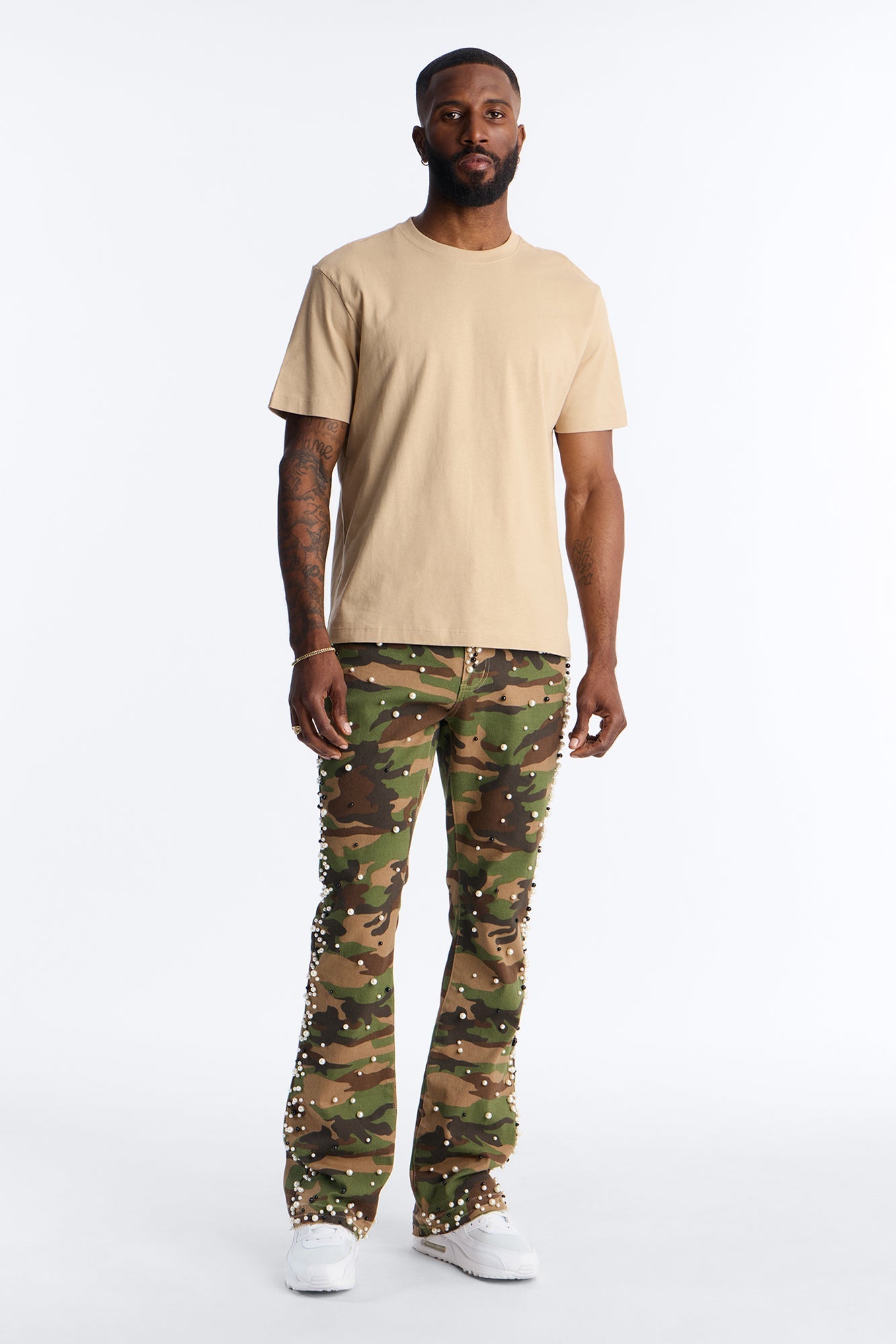 Stacked Skinny Flare Pearl Camo Jean - Camouflage