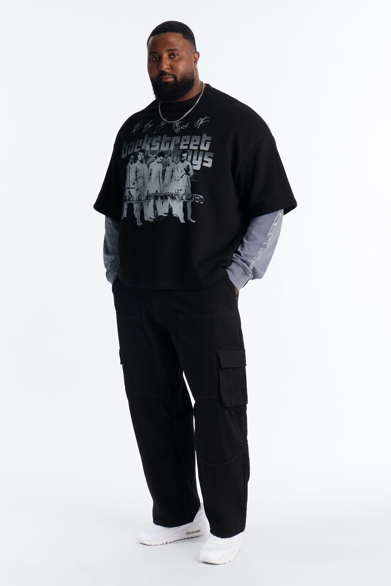 Backstreet Boys Larger Than Life Oversized Fleece Twofer - Black Wash