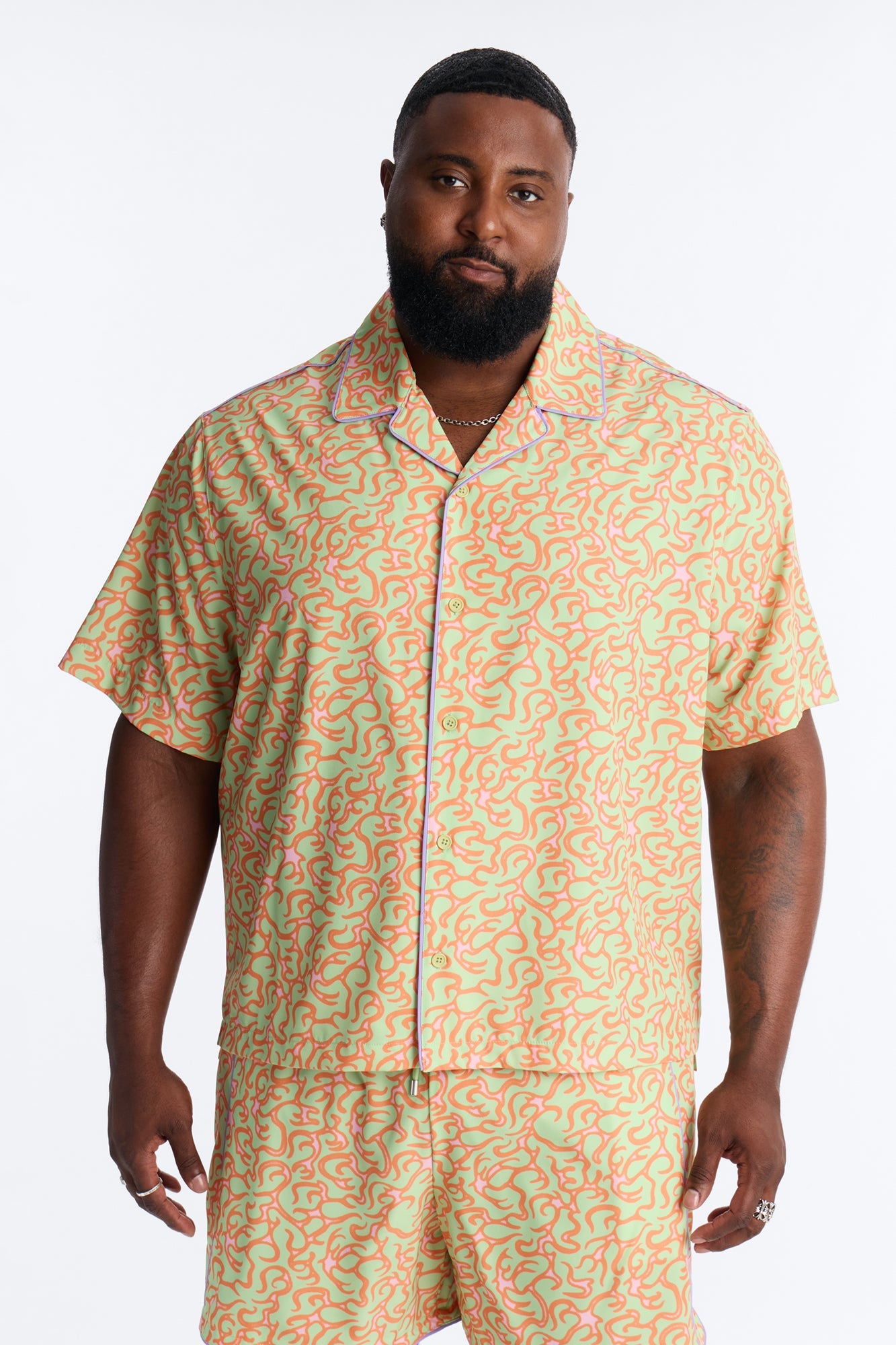 Relaxed Spring Break Fling Cuban Collar Button Up Shirt - Multi Color