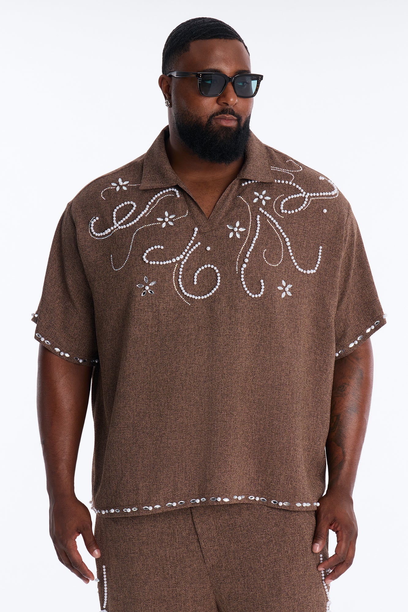 Wanderlust Pearl Journey Johnny Collar Polo - Brown