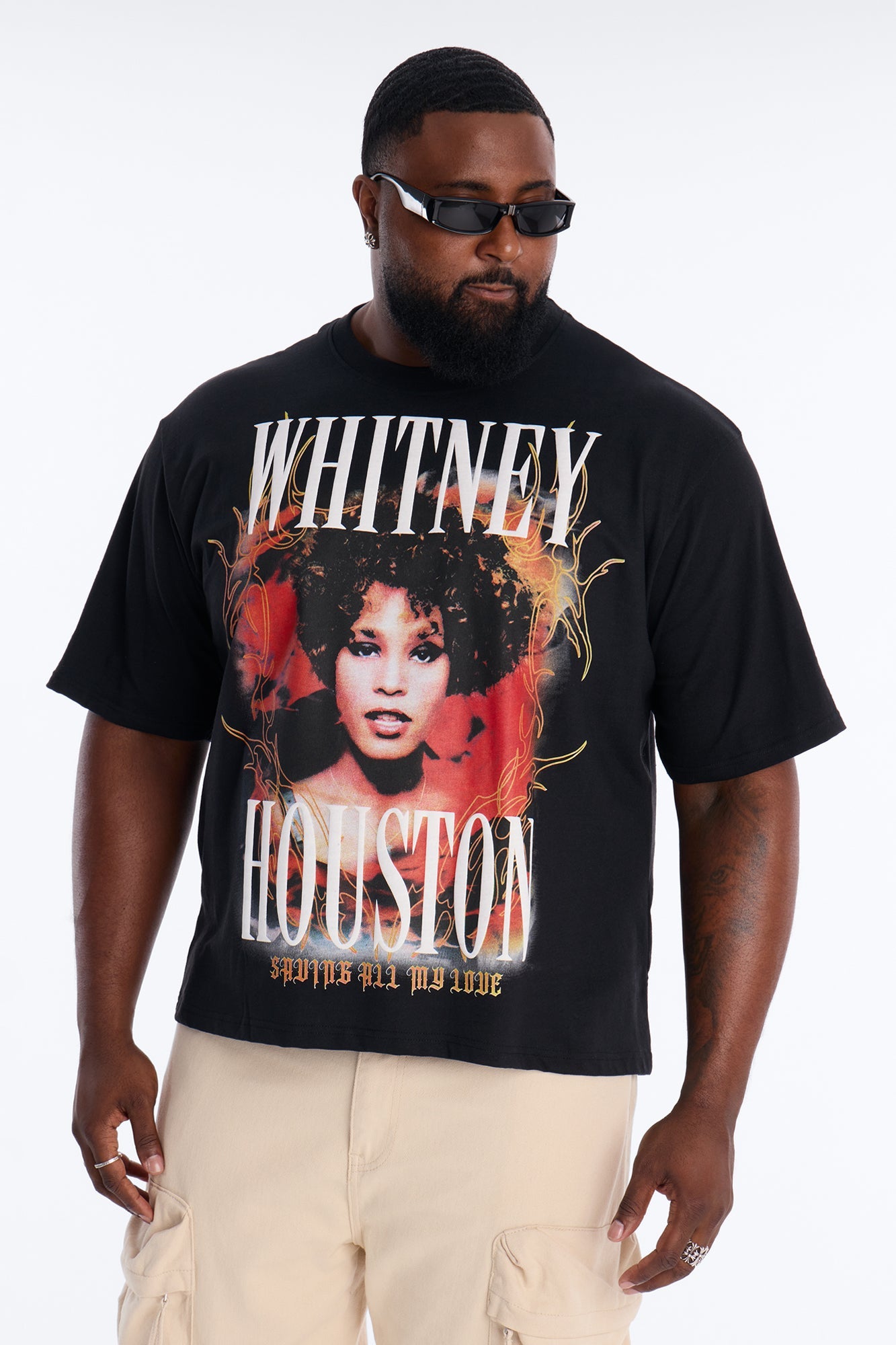 Whitney Houston Saving All My Love Short Sleeve Tee - Black