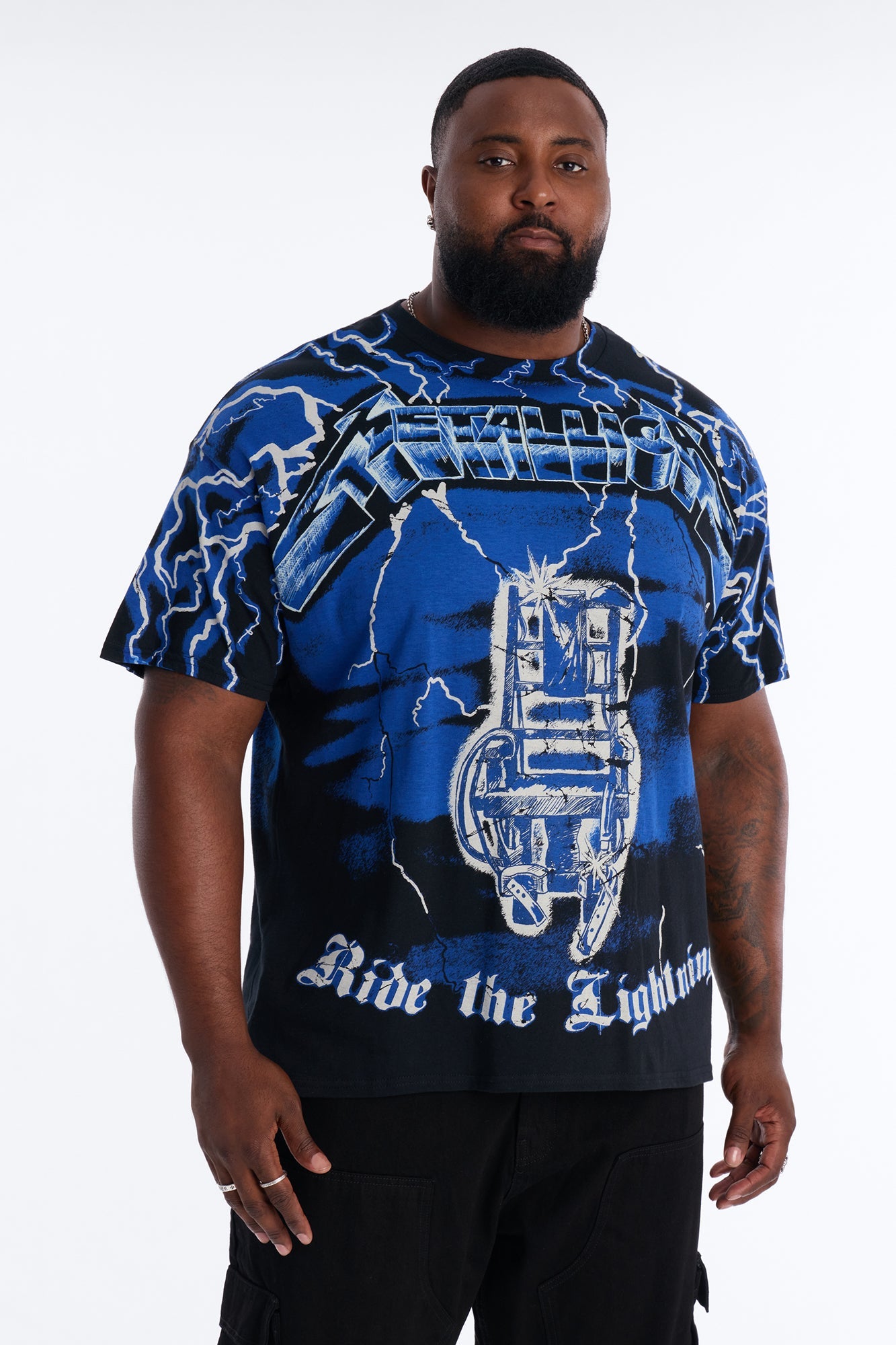 Metallica Ride The Lightning All Over Print Short Sleeve Tee - Black