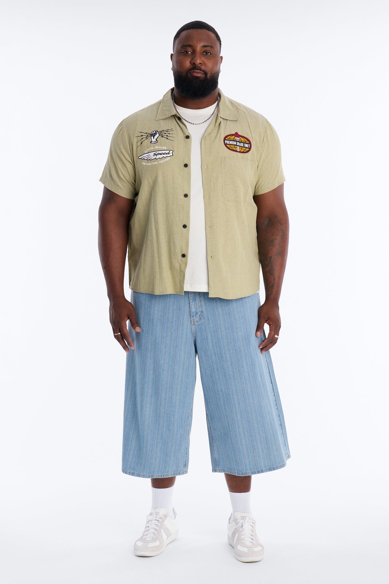Super Baggy Outfield Denim Short - Light Blue Wash