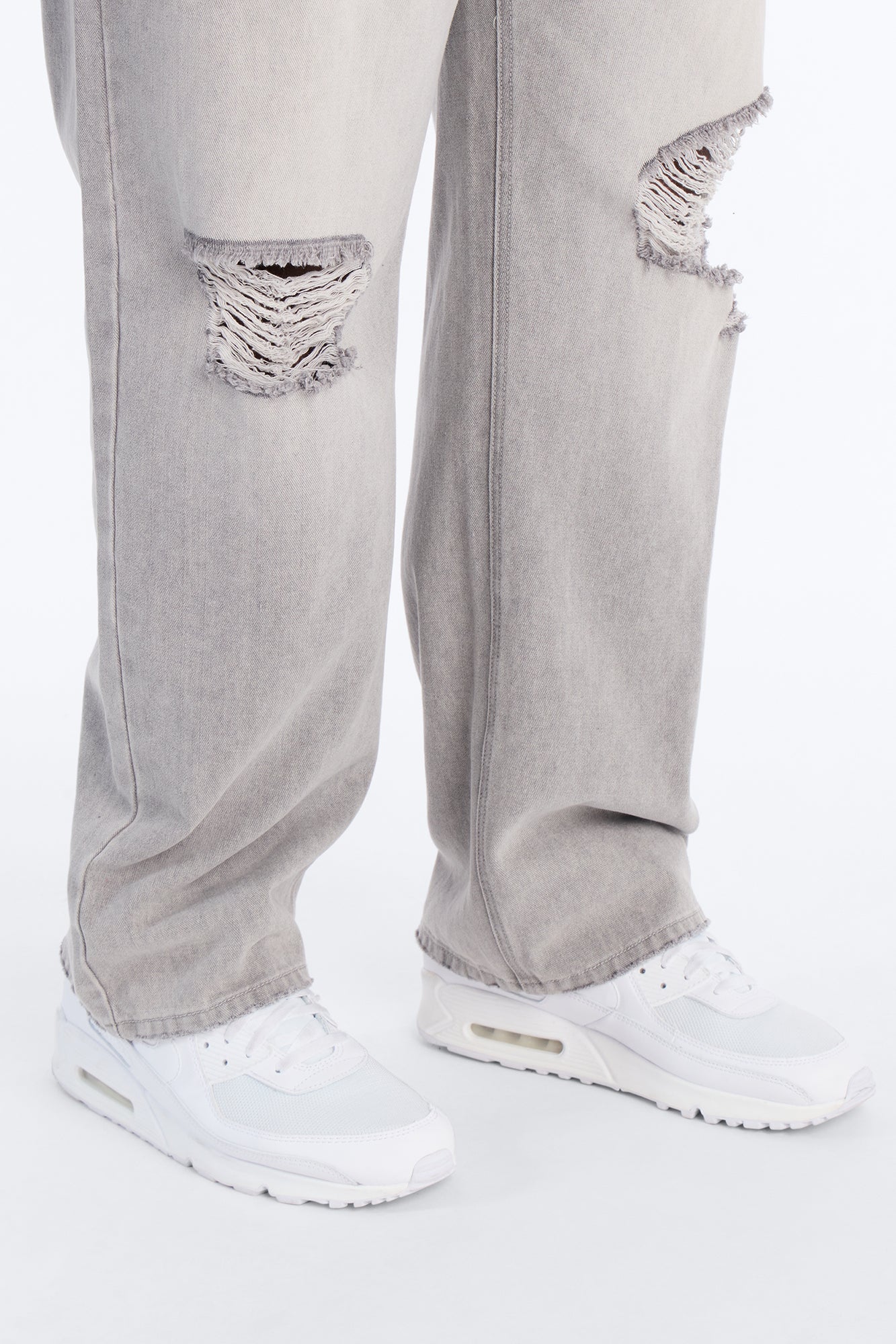 Essential Destroyed Straight Rigid Jean - Grey