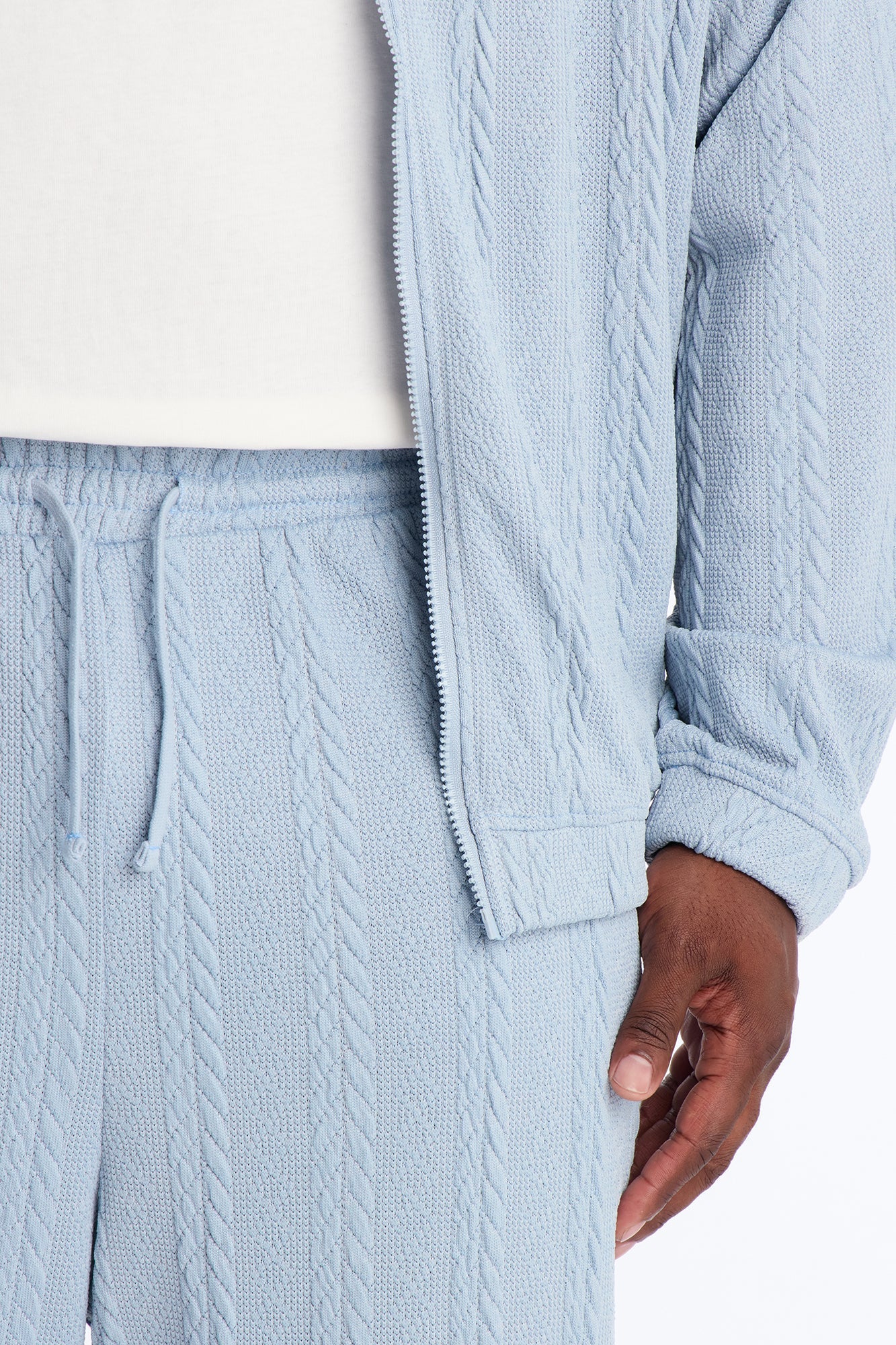 Baggy Textured Cozy Braided Pant - Blue