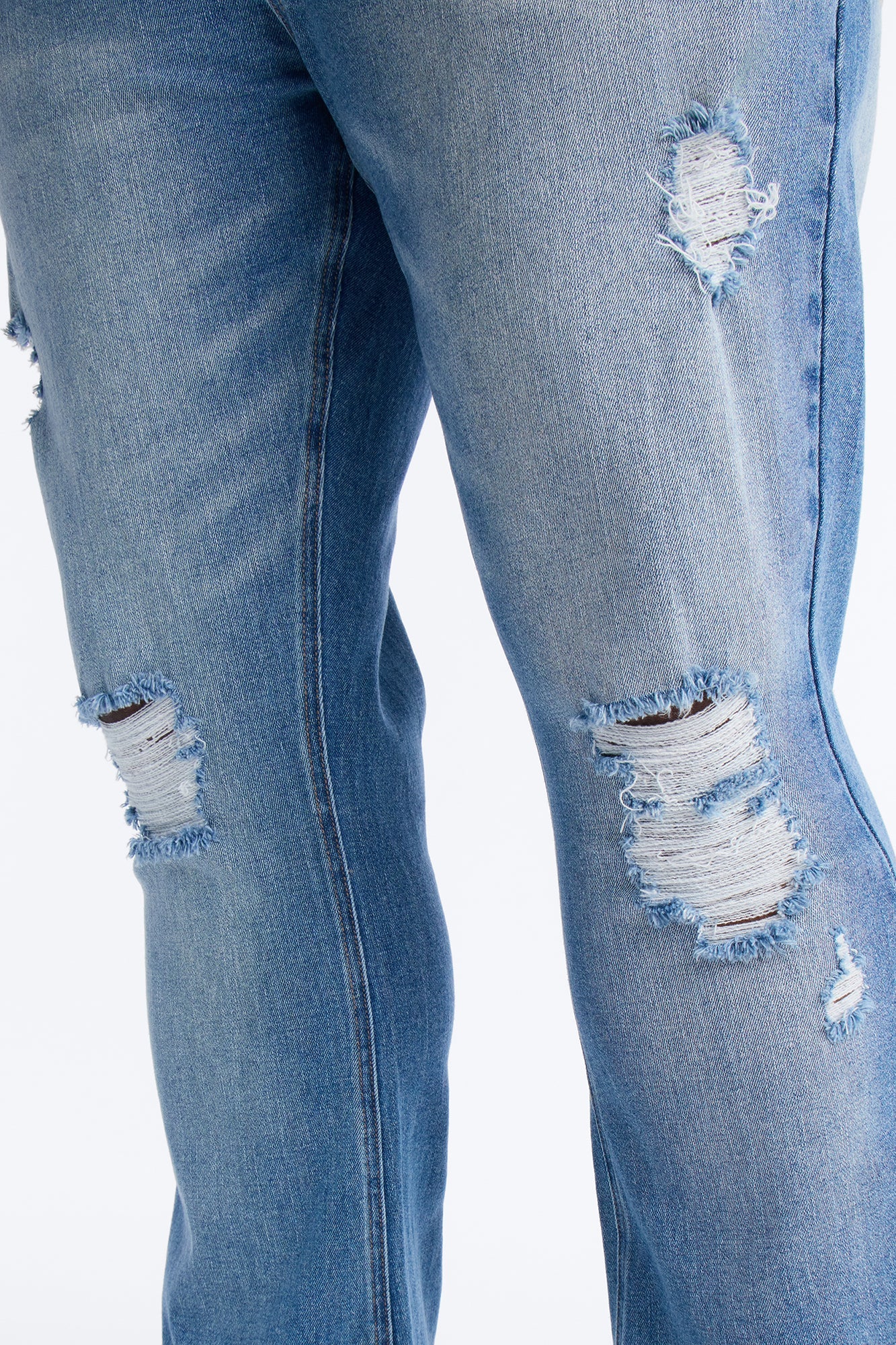 Essential Destroyed Stacked Skinny Flare Stretch Jean - Medium Blue Wash