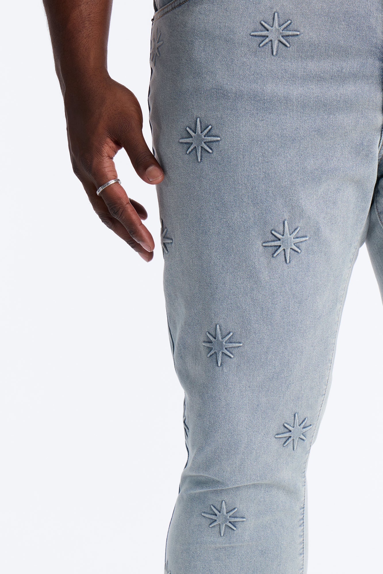 Stacked Slim Flare Embossed Supernova Jeans - Light Wash