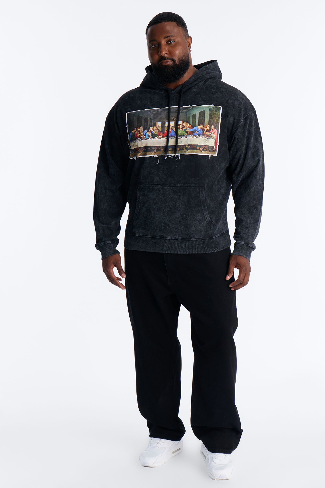 Last Supper Mineral Wash Hoodie - Black Wash