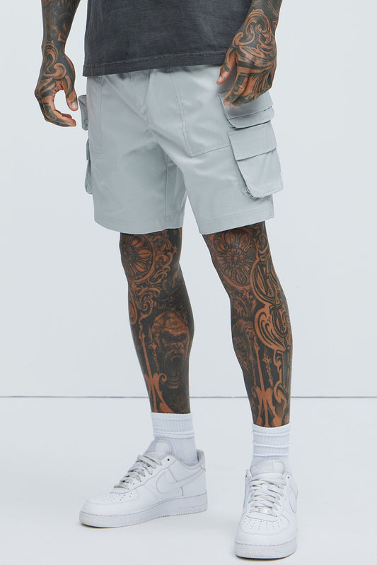 Catch Up Nylon Cargo Shorts - Grey