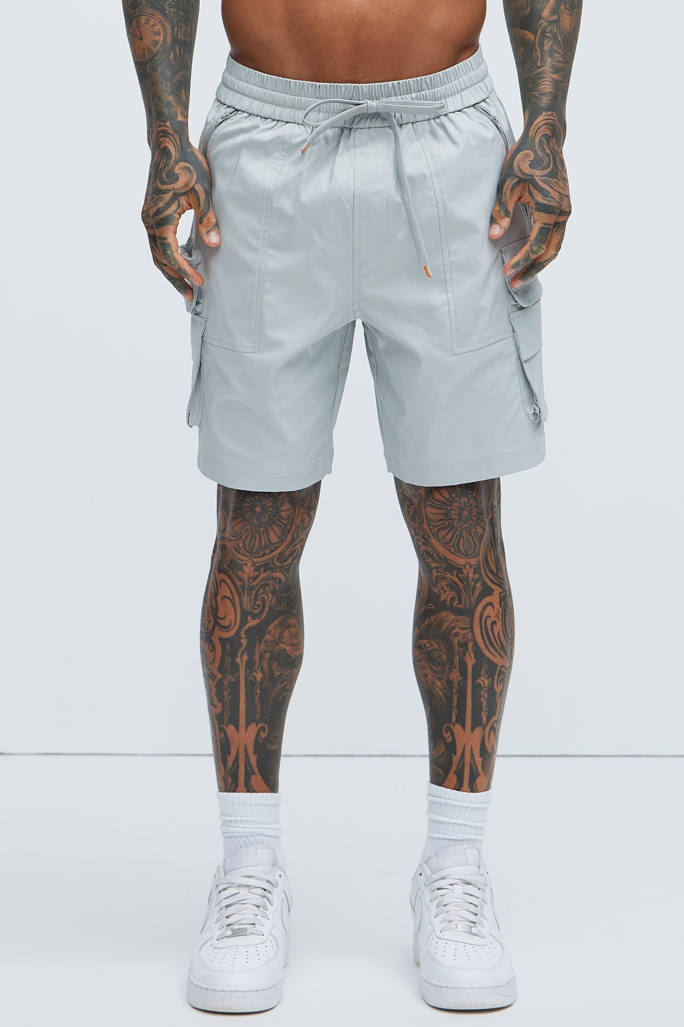 Catch Up Nylon Cargo Shorts - Grey