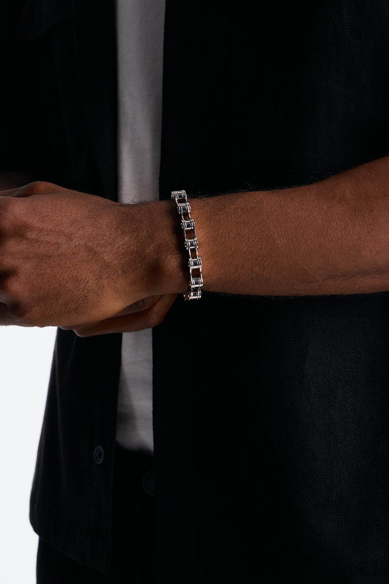 Steel Bike Chain Link Bracelet - Silver