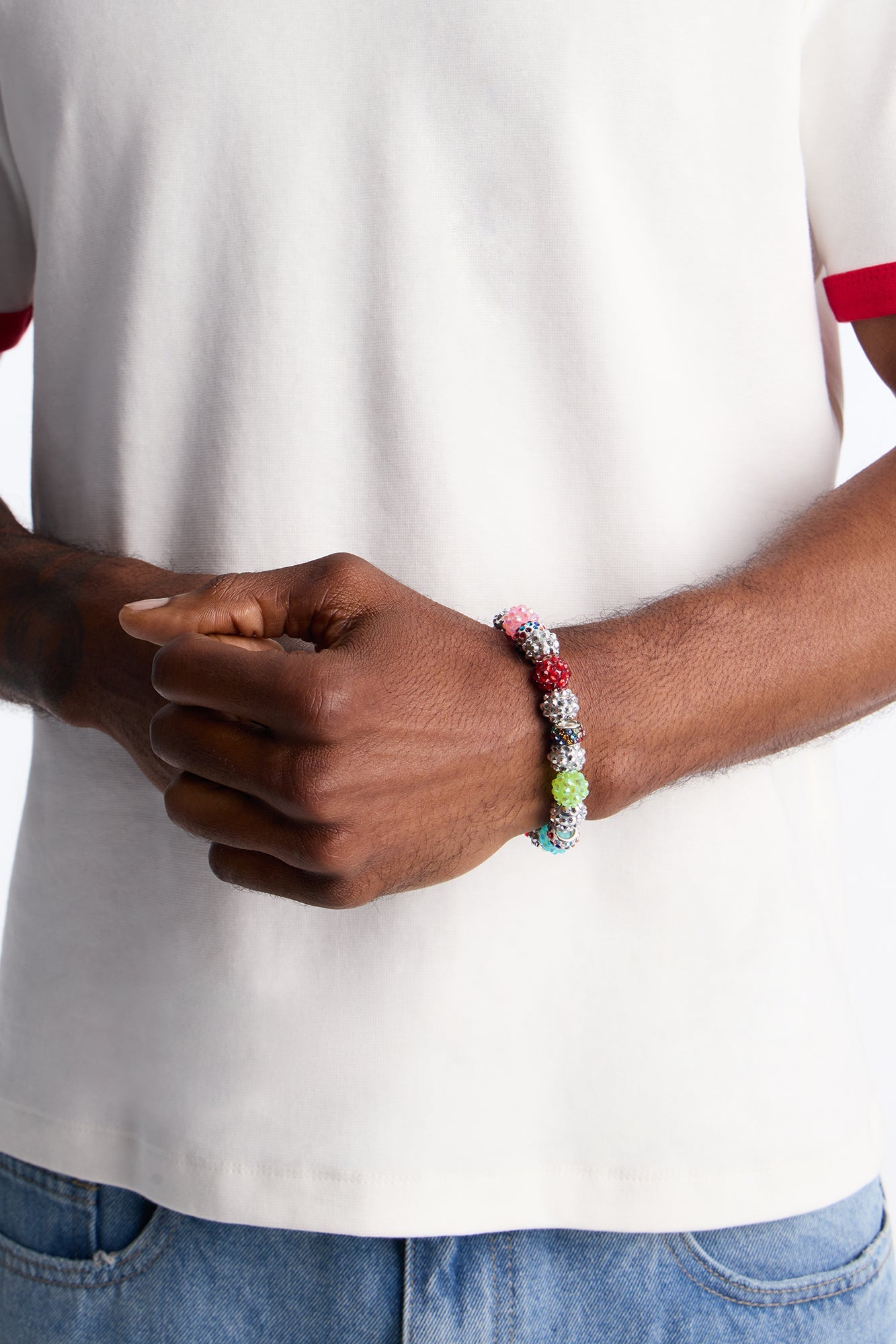 Confetti Iced Beaded Link Necklace - Multi Color