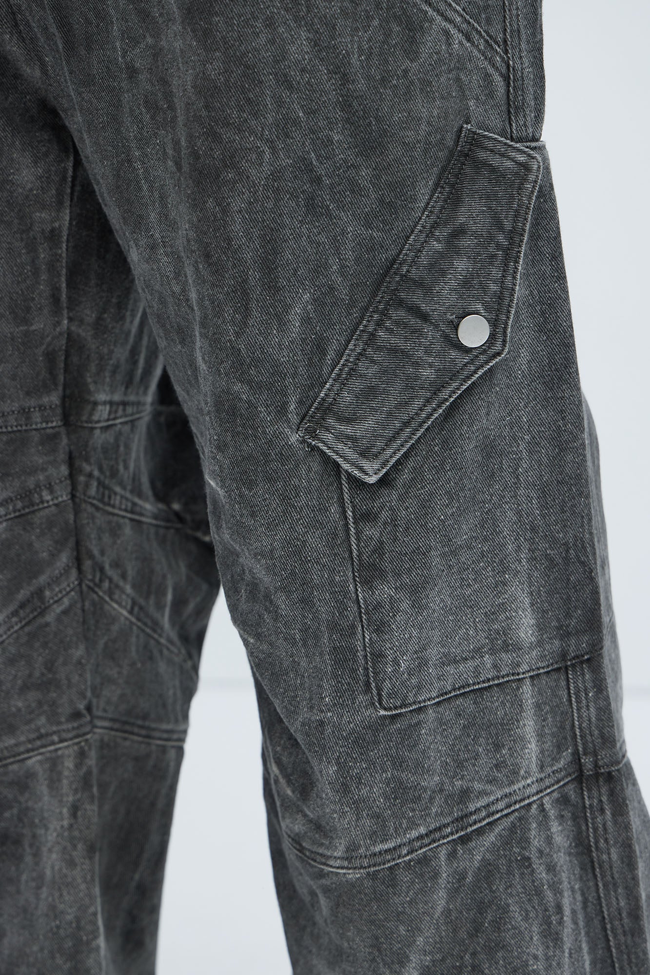 Overdyed Utility Baggy Cargo Pants - Grey