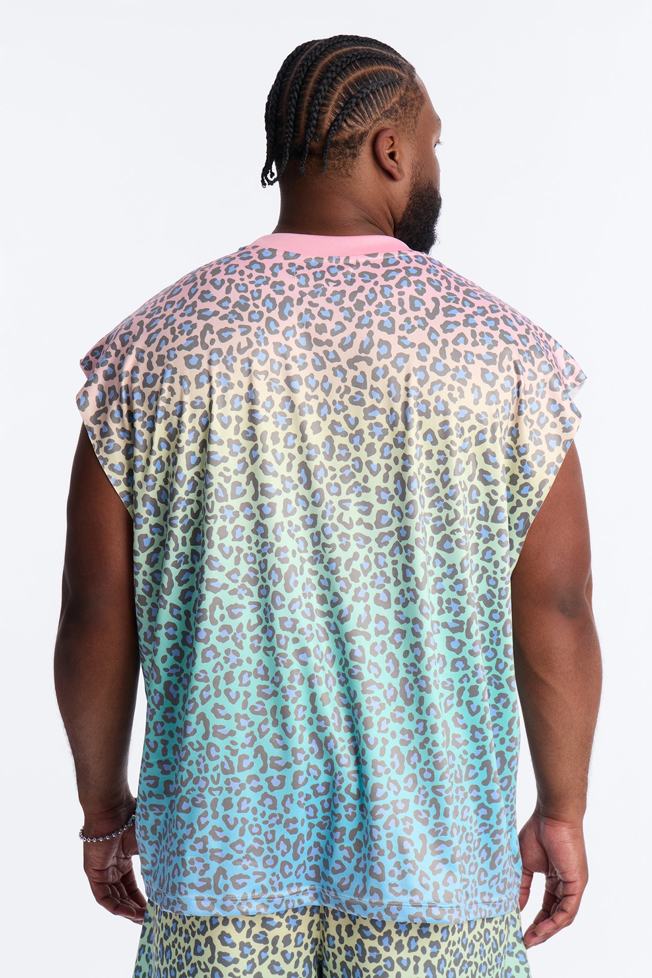 Relaxed Electric Rave Leopard Sleeveless Crew Neck Tank - Multi Color