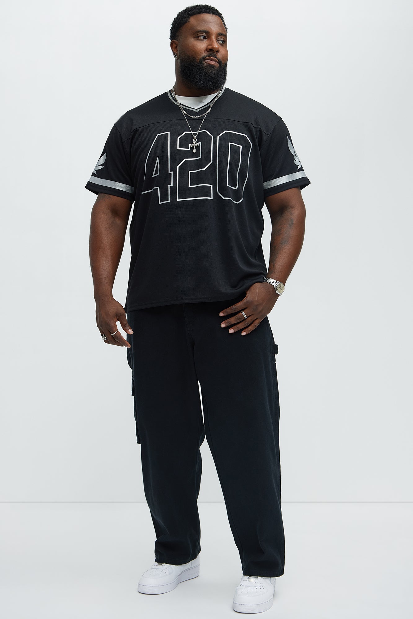420 Mesh Football Jersey - Black