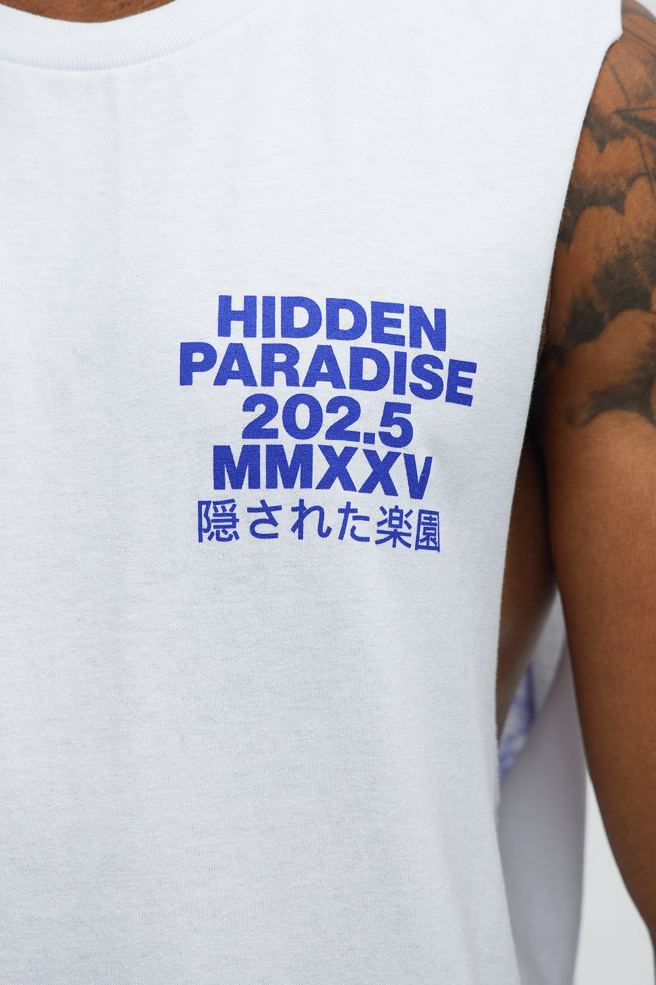 Hidden Paradise Muscle Tee - White